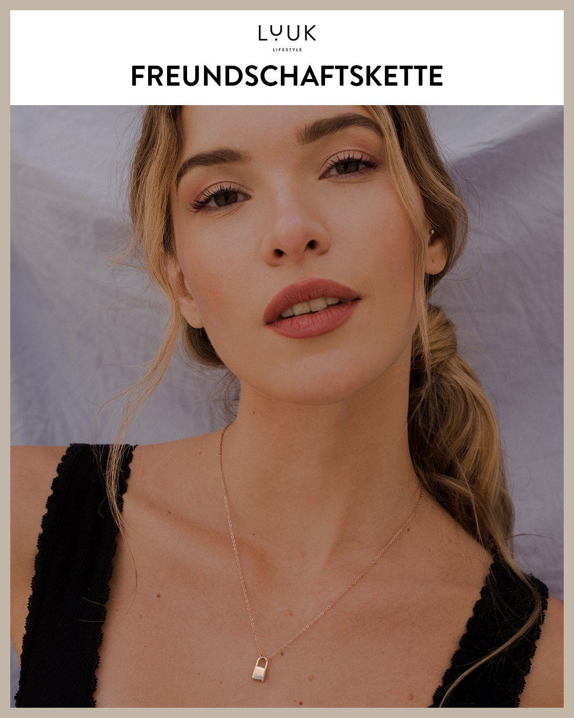 Vorhängeschloss Geschenkidee Schloss Frauen LUUK der FRIENDSHIP Freundschaftskette Modeaccessoire, Geburtstag, Vorhängeschloss, Anhänger, minimalistisches Freundschaft, LIFESTYLE Spruchkarte, zum Rosé Symbol für