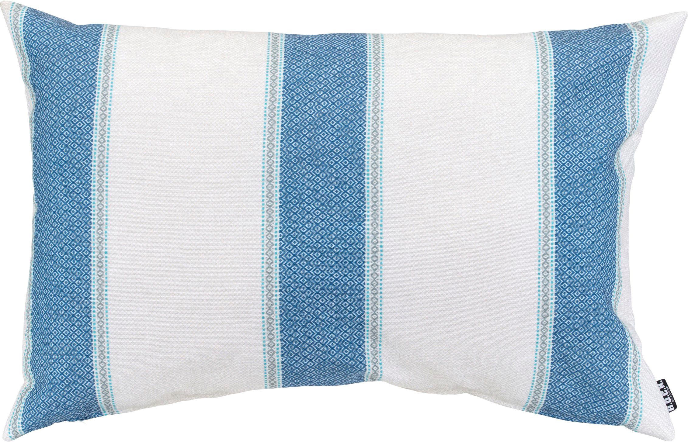 H.O.C.K. Dekokissen Forna, mit farbigen Streifen, Kissenhülle mit Füllung, 1 Stück blau/weiß/weiß | Dekokissen
