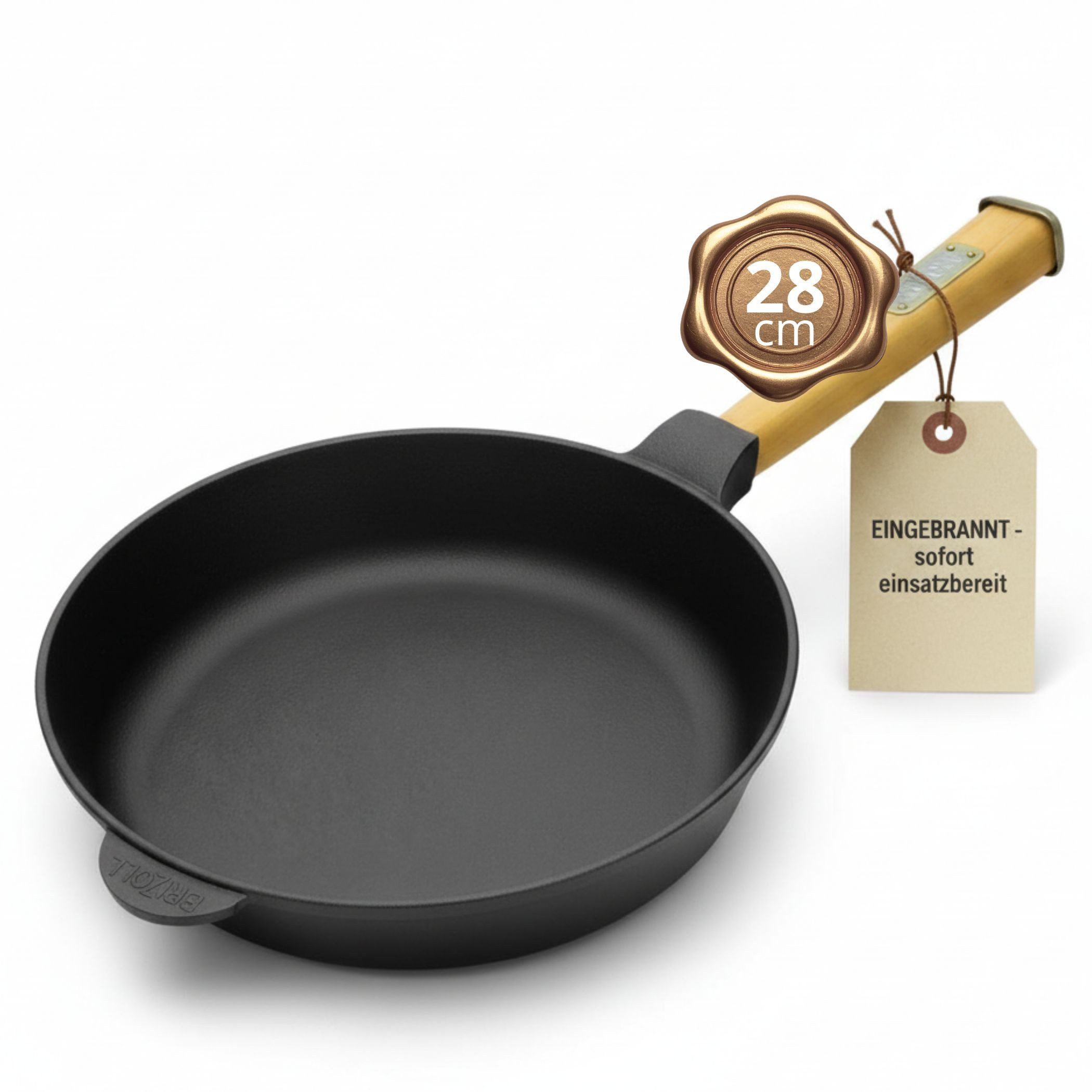 BIG-PAN Bratpfanne Gusseisenpfanne 28cm EINGEBRANNT einsatzbereit Gußeisenpfanne Pfanne, Gusseisen (Bratpfanne einsatzbereit Cast Iron Pan, Eisenpfanne EINGEBRANNT), Cast Iron Pan Pfanne Gusseisen Induktion