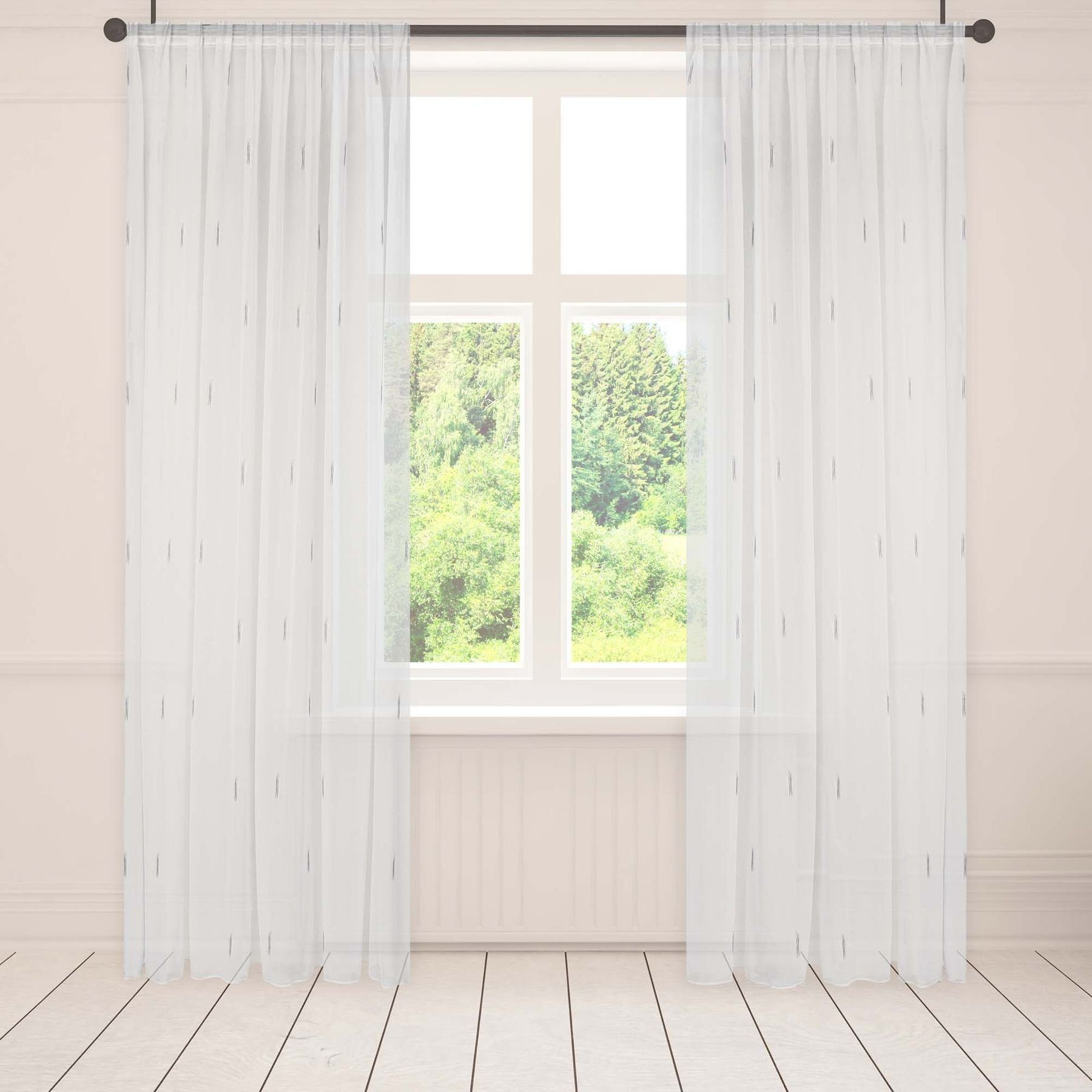 Asphald Gardine mit Scherli Muster Vorhang Pflegeleicht Voile 1:2,5 3er Fal günstig online kaufen