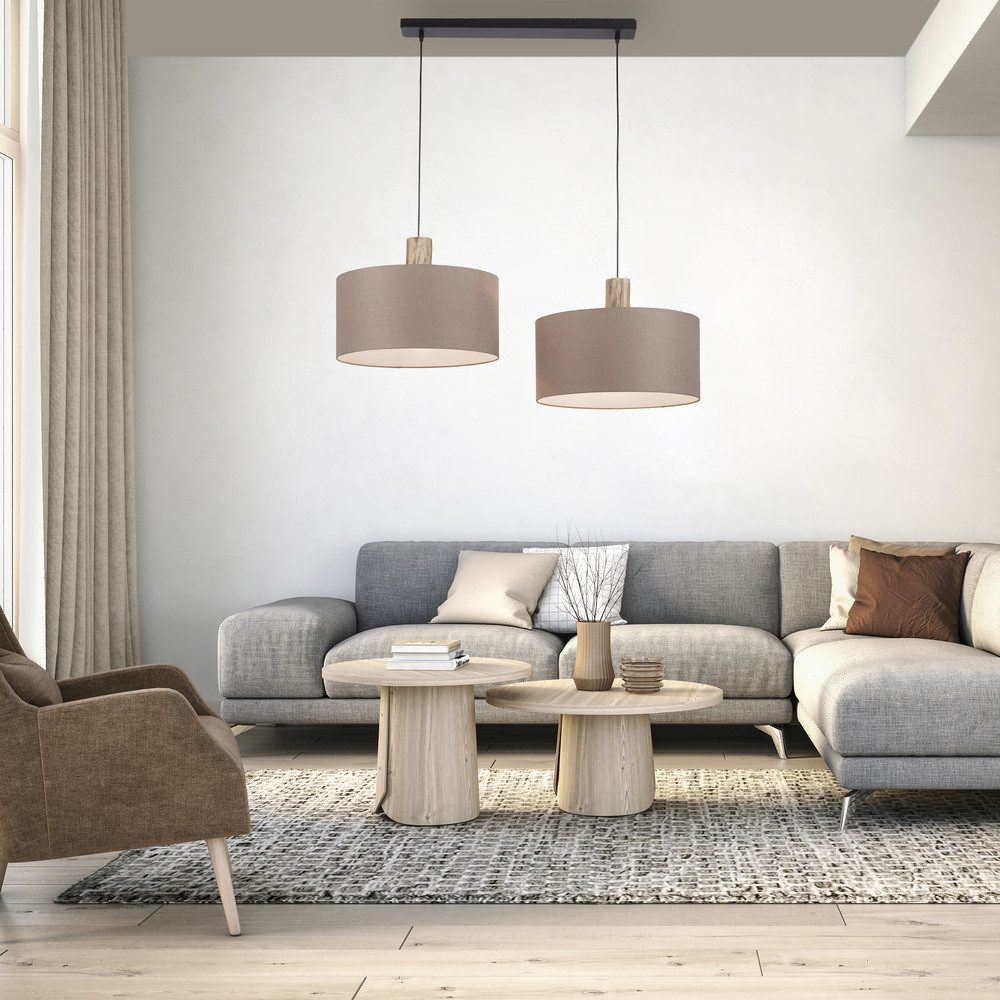 JUST LIGHT LED Pendelleuchte LED Pendelleuchte LINEN, 2xE27/60W, Stoffschir günstig online kaufen