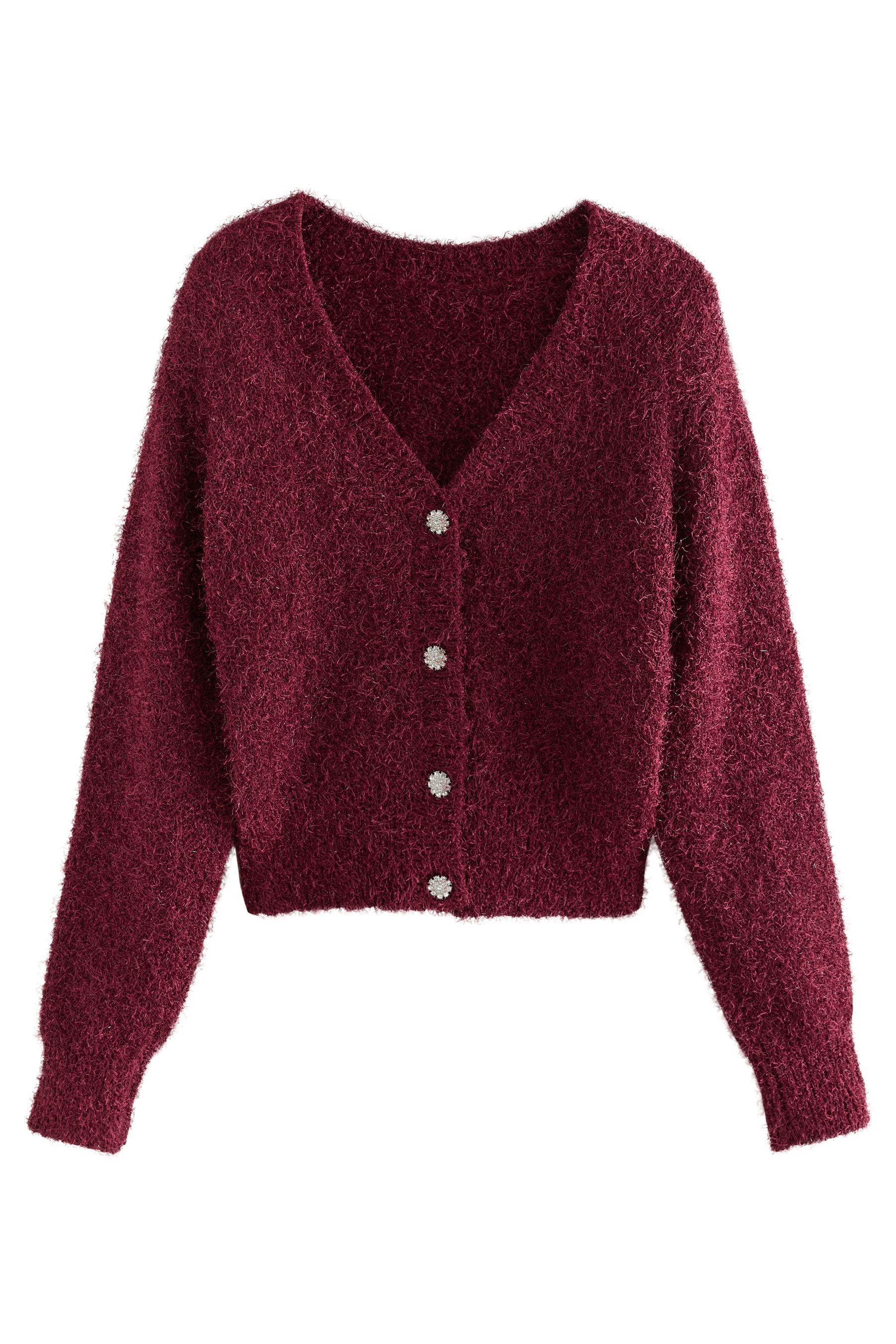 Next V-Ausschnitt-Pullover Funkelnde Wende-Strickjacke mit V-Ausschnitt günstig online kaufen