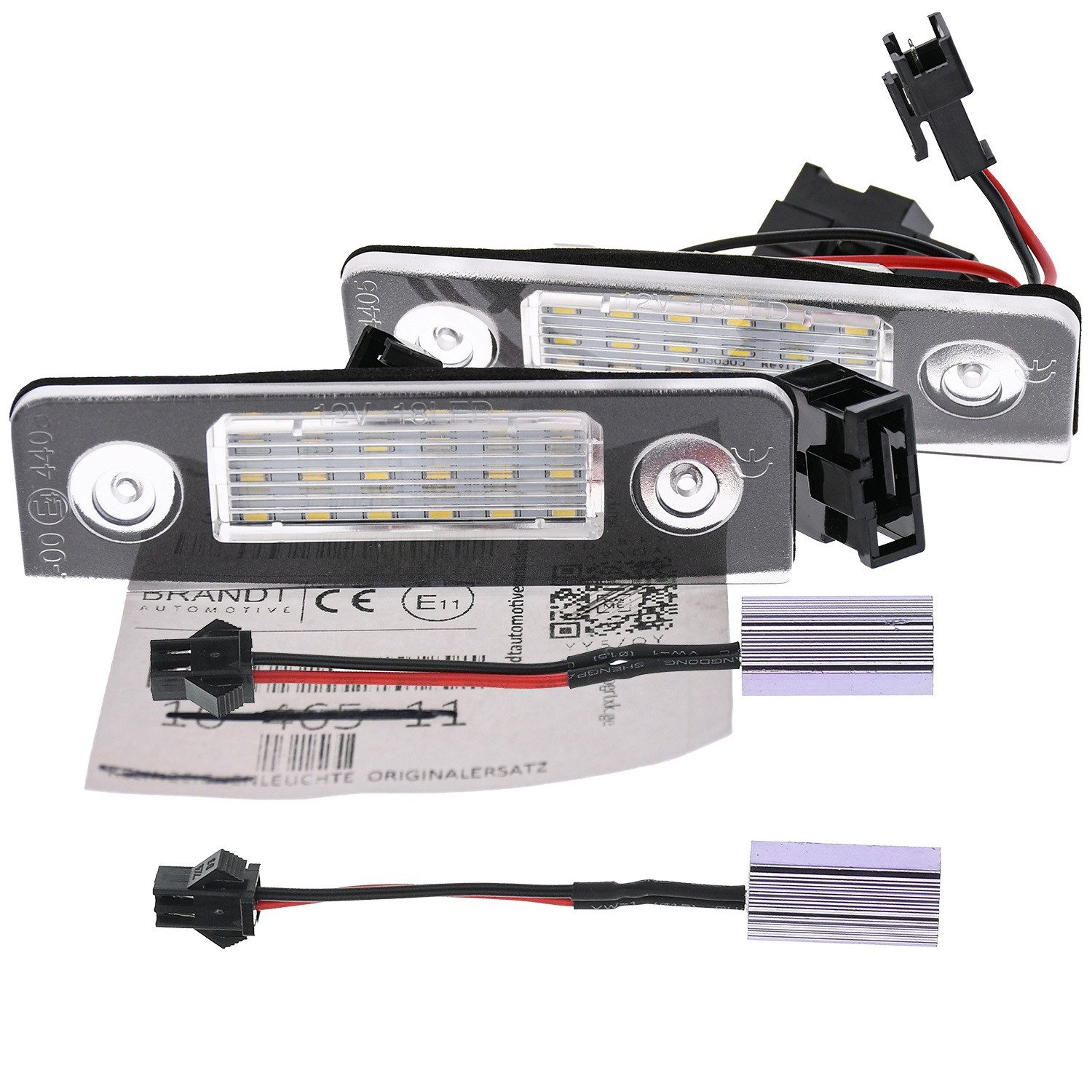 BRANDT AUTOMOTIVE KFZ-Ersatzleuchte LED Kennzeichenleuchten Auto Kennzeichenbeleuchtung + Kabel, für Skoda Octavia II 1Z (08–13); Roomster I 5J (09–15); Roomster P...