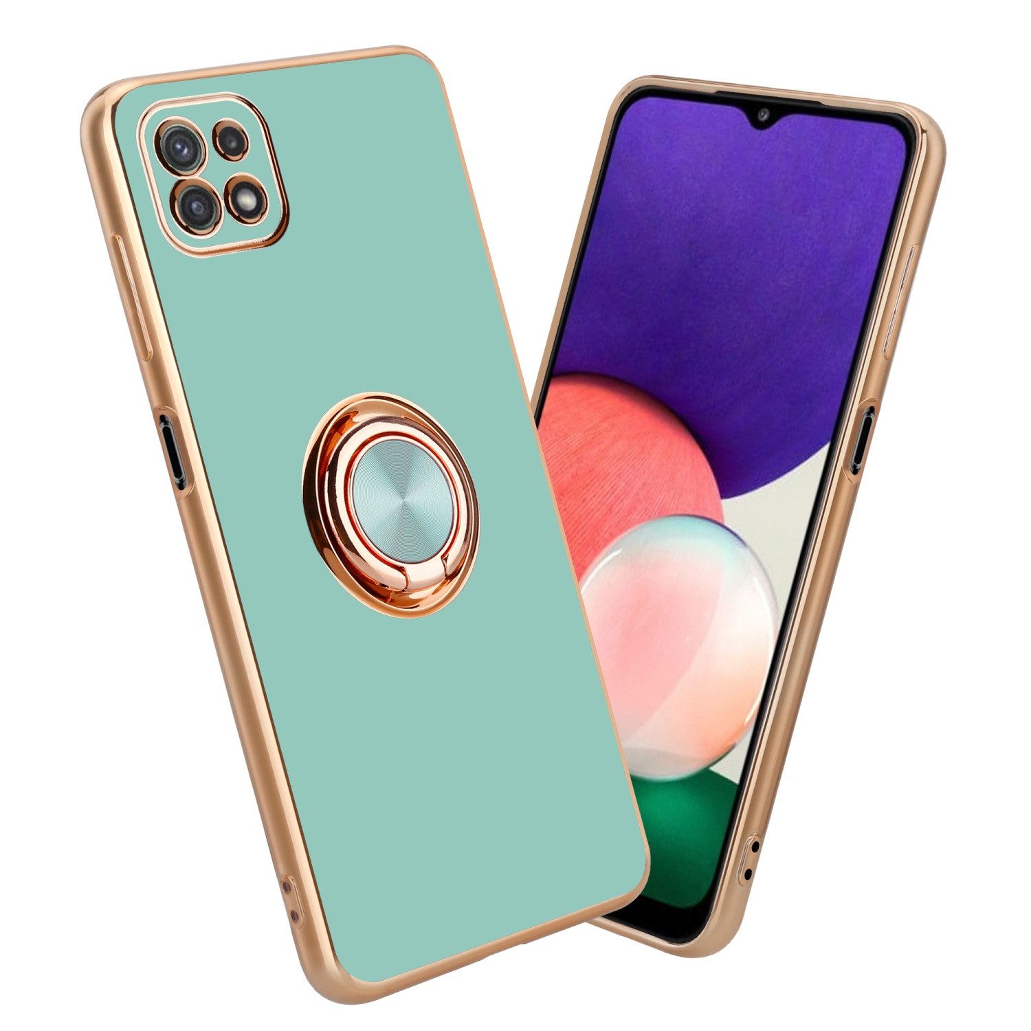 Cadorabo Handyhülle für Samsung Galaxy A22 5G Hülle Samsung Galaxy A22 5G, Schutzhülle - TPU Silikon Hülle - mit Kameraschutz und Ring
