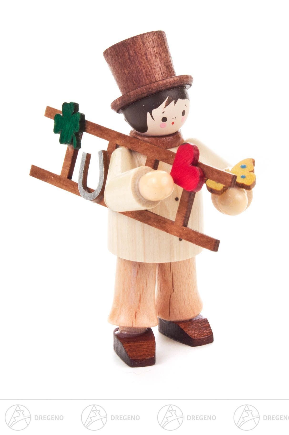 Dregeno Erzgebirge Weihnachtsfigur Miniatur Glücksbringer natur Höhe ca 6,5 cm NEU