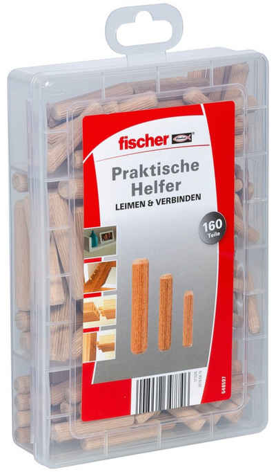 fischer Holzdübel »Leimen & Verbinden (548597)«, (Packung), 80 x Holzdübel 6 x 30, 60 x Holzdübel 8 x 40, 20 x Holzdübel 10 x 50