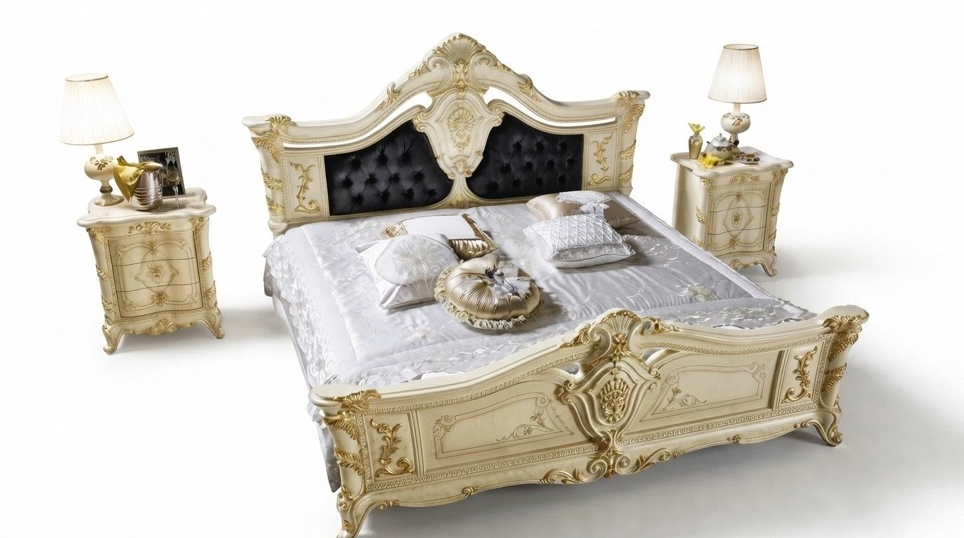 Xlmoebel Holzbett Italienisches Doppelbett aus Naturholz mit elegantem Design (Bett, 1-tlg., Bett), Hergestellt in Italien