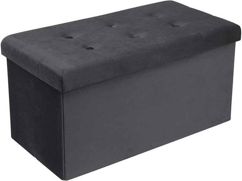Woltu Sitzhocker (1 St), Sitzbank mit Stauraum, Faltbar Aufbewahrungsbox Fußablage, Gepolsterte Sitzfläche aus Samt, 80 L, 76x37,5x38 cm, Grau