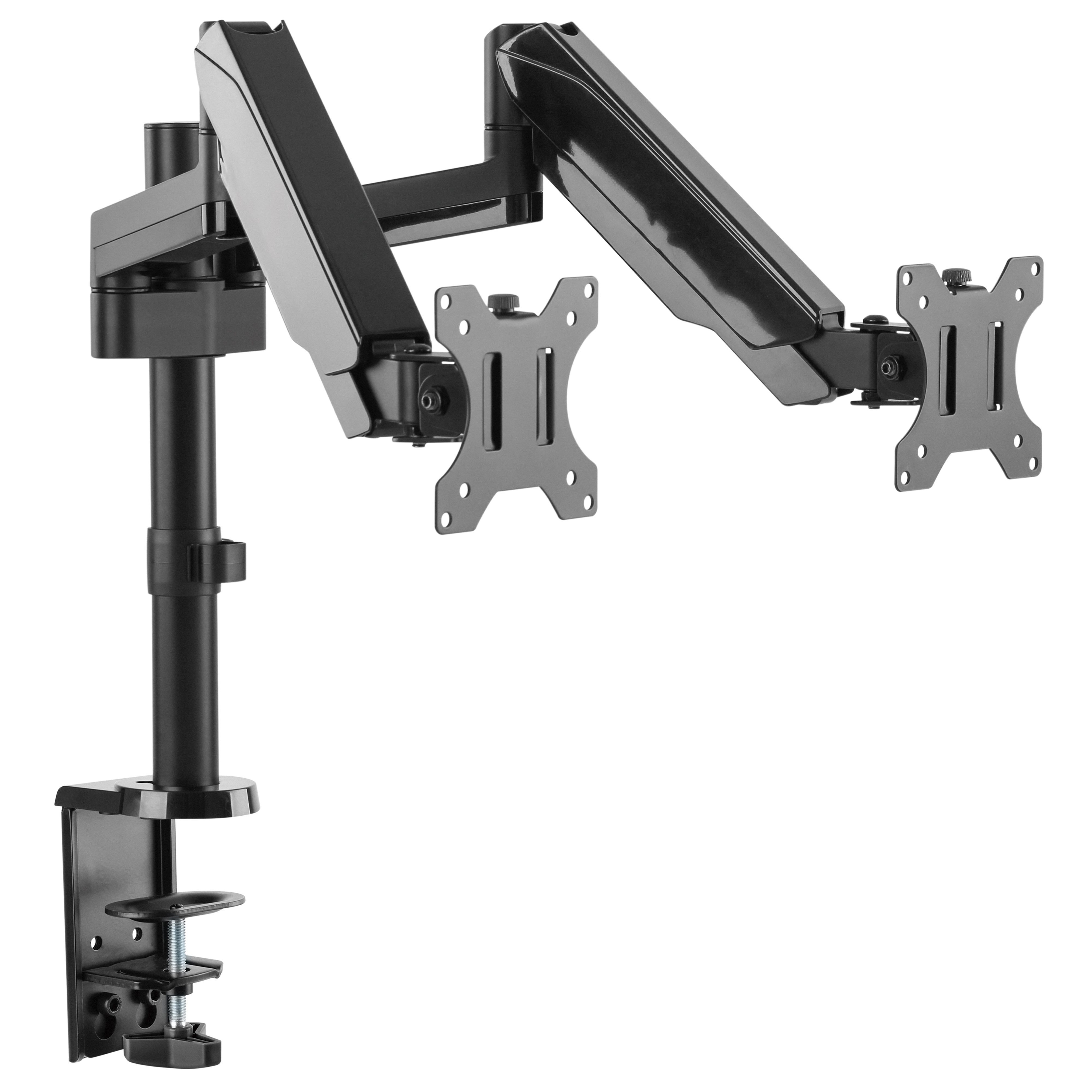 RICOO Monitor-Halterung Monitor Tischhalterung 17"-32" mit Gasdruckfeder für 2 Monitore TS3911, (bis 32 Zoll, VESA 75x75 und 100x100, 1-tlg., min. 1 Kg - 8 Kg pro Frontplatte, 43-81 cm (17"-32) Monitor-Diagonale, neigbar +/-35°, schwenkbar 180° Gasfeder Dual Monitorständer)