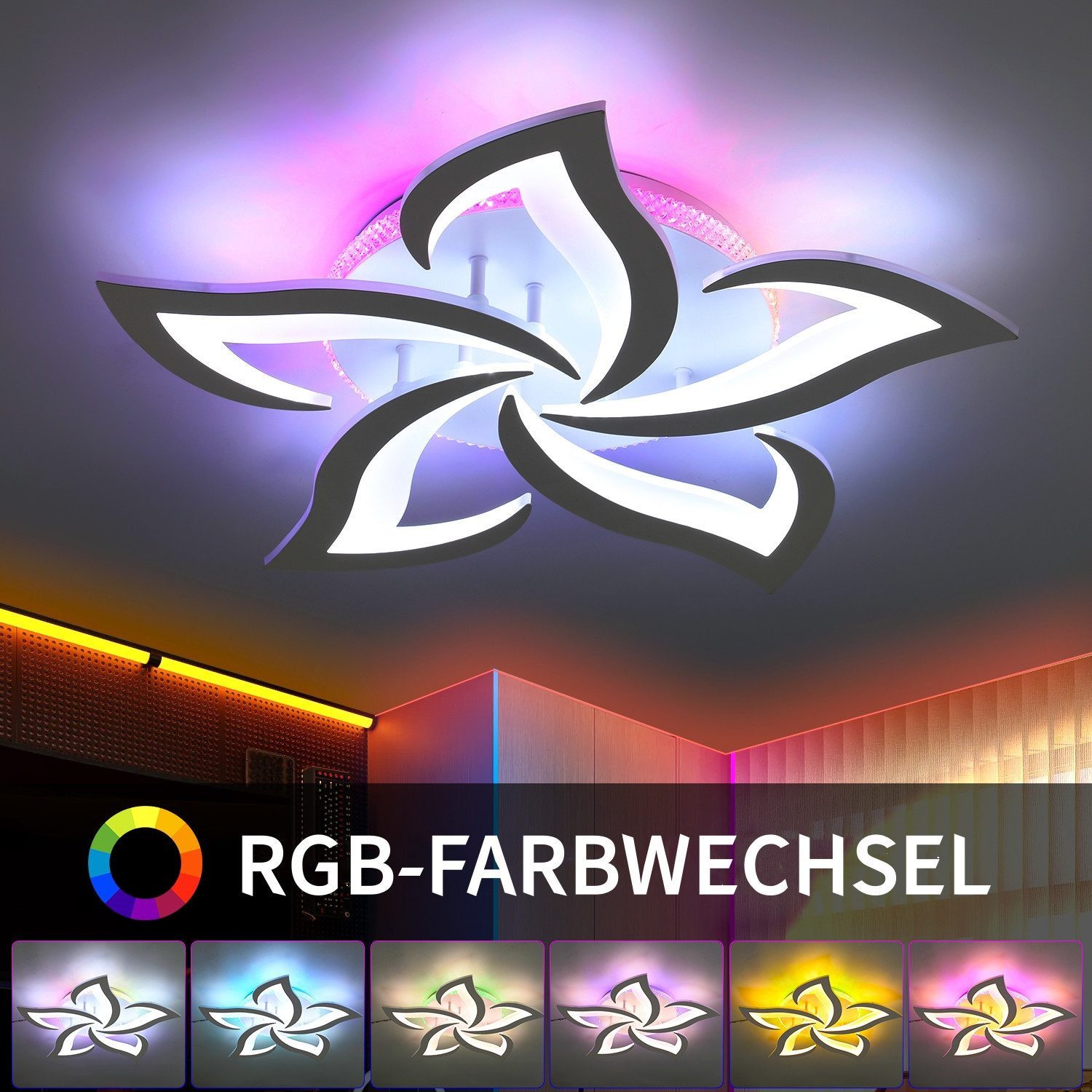 oyajia LED Deckenleuchte Deckenlampe Dimmbar mit Fernbedienung, RGB Hinterg günstig online kaufen