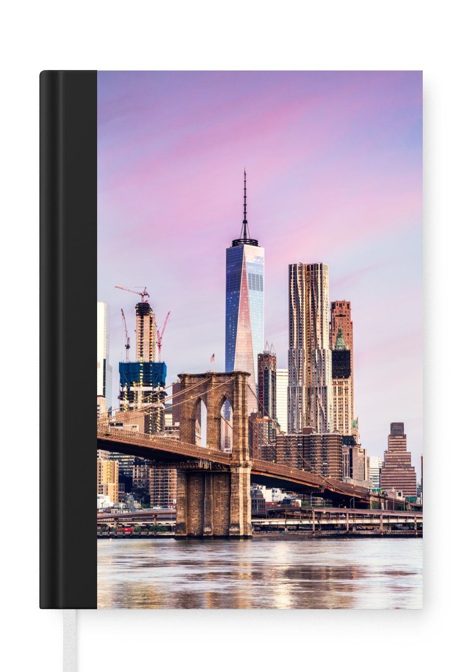 MuchoWow Notizbuch Brooklyn Bridge und die New Yorker Skyline, Journal, Merkzettel, Tagebuch, Notizheft, A5, 98 Seiten, Haushaltsbuch