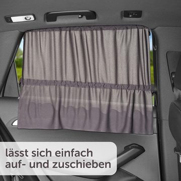 Sonnenschutz Slide & Shade - Dunkelgrau, Zamboo, 2 x Sonnenschutz für Auto Seitenscheibe mit Vorhangfunktion UV-Schutz