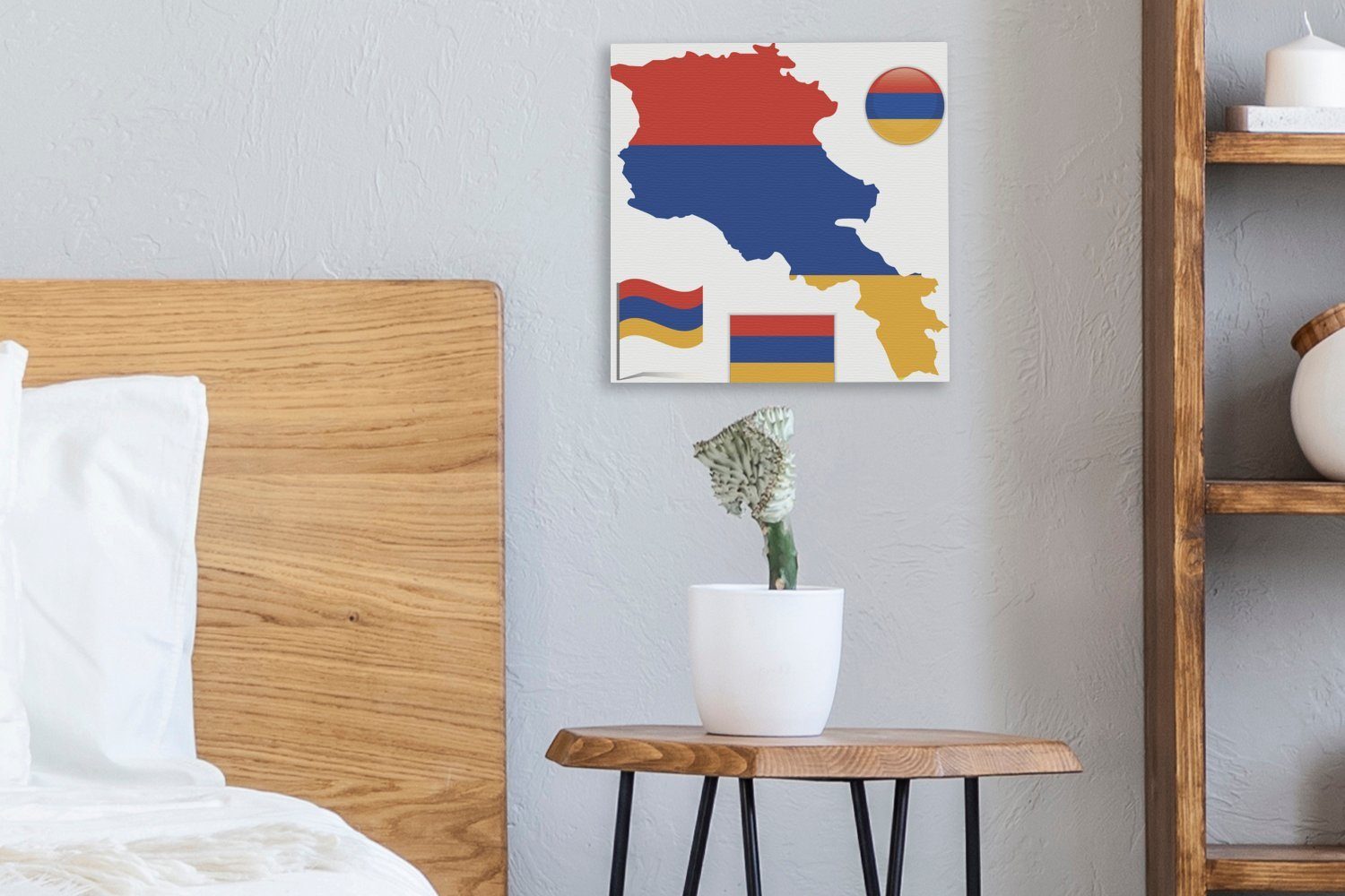 OneMillionCanvasses® Leinwandbild Leinwand seiner Eine Schlafzimmer Wohnzimmer Illustration (1 und von Bilder Flagge, für St), Armenien