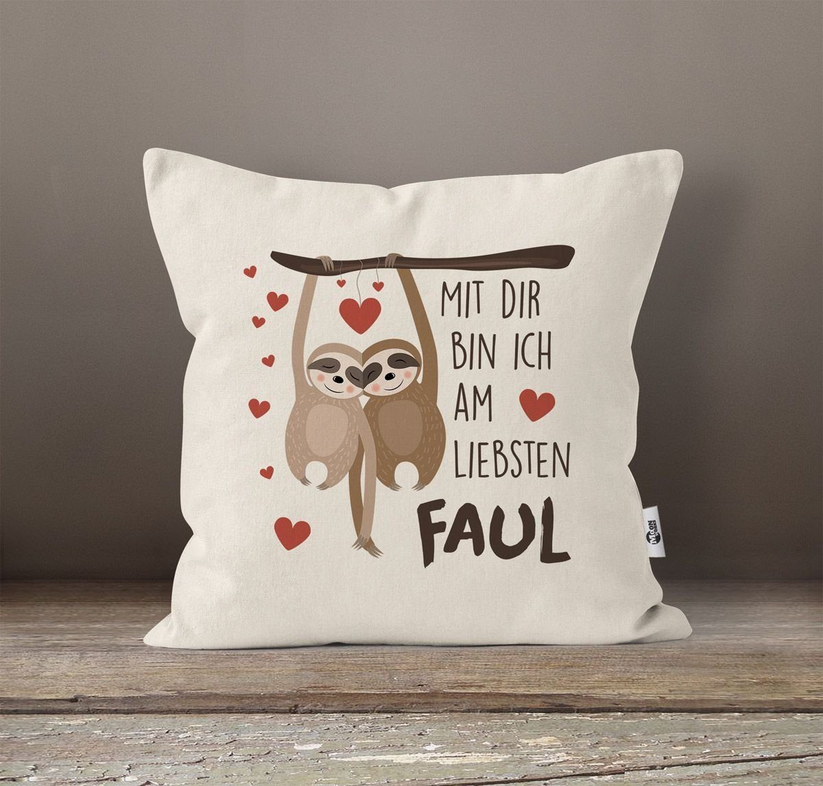 Dekokissen liebsten bin Spruch dir MoonWorks Freund Kissen-Bezug am faul natur Freundin Geschenk MoonWorks® Freundschaft Geburtstag Liebe Faultier Valentinstag Mit ich