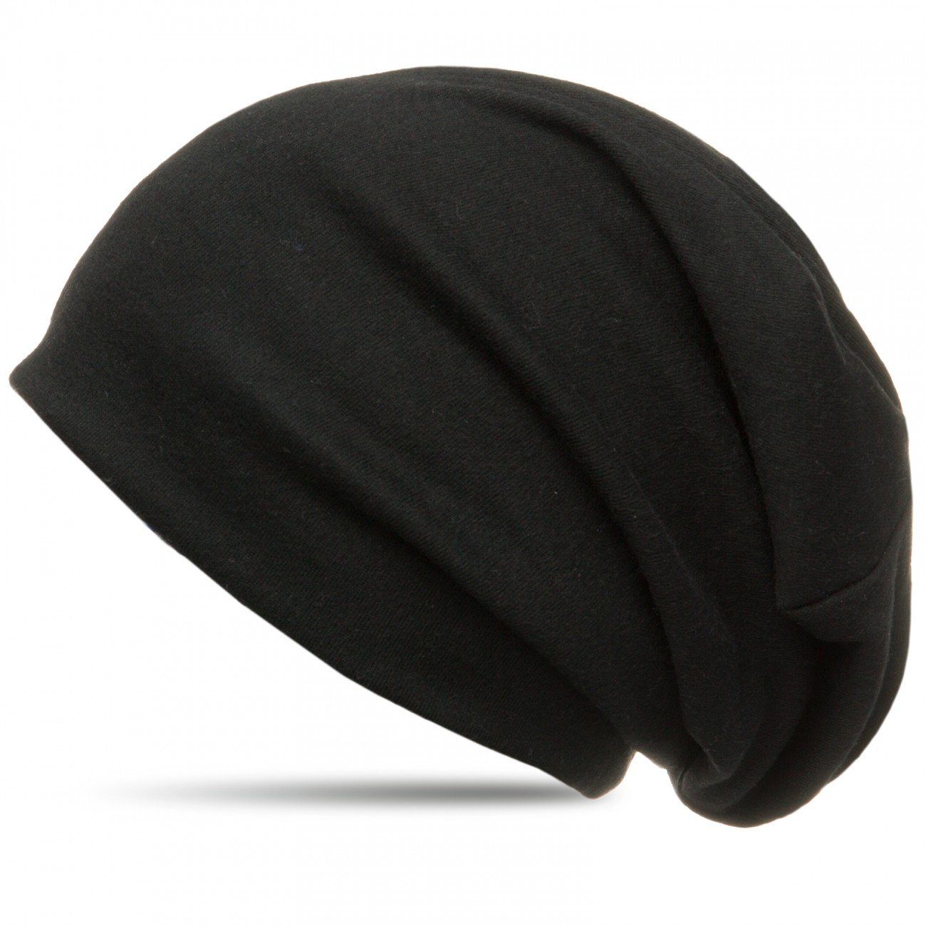 Mütze Caspar Stoff Beanie Beanie mit warmem MU134 (uni) schwarz Flanell
