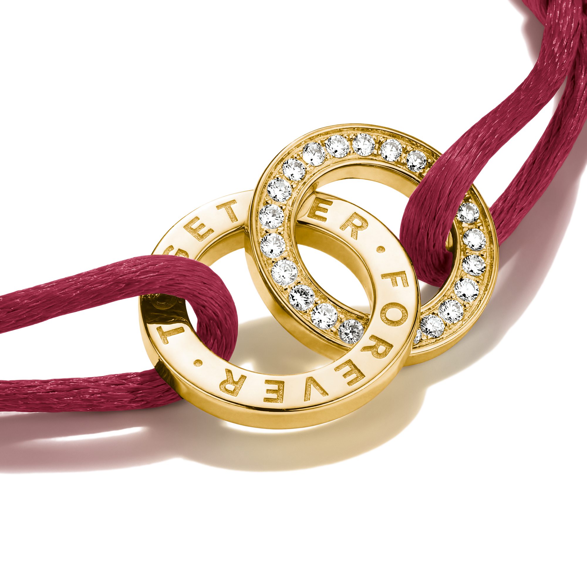 THOMAS SABO Armband Together Textilarmband gelbgoldfarben, mit Zirkonia (synth)