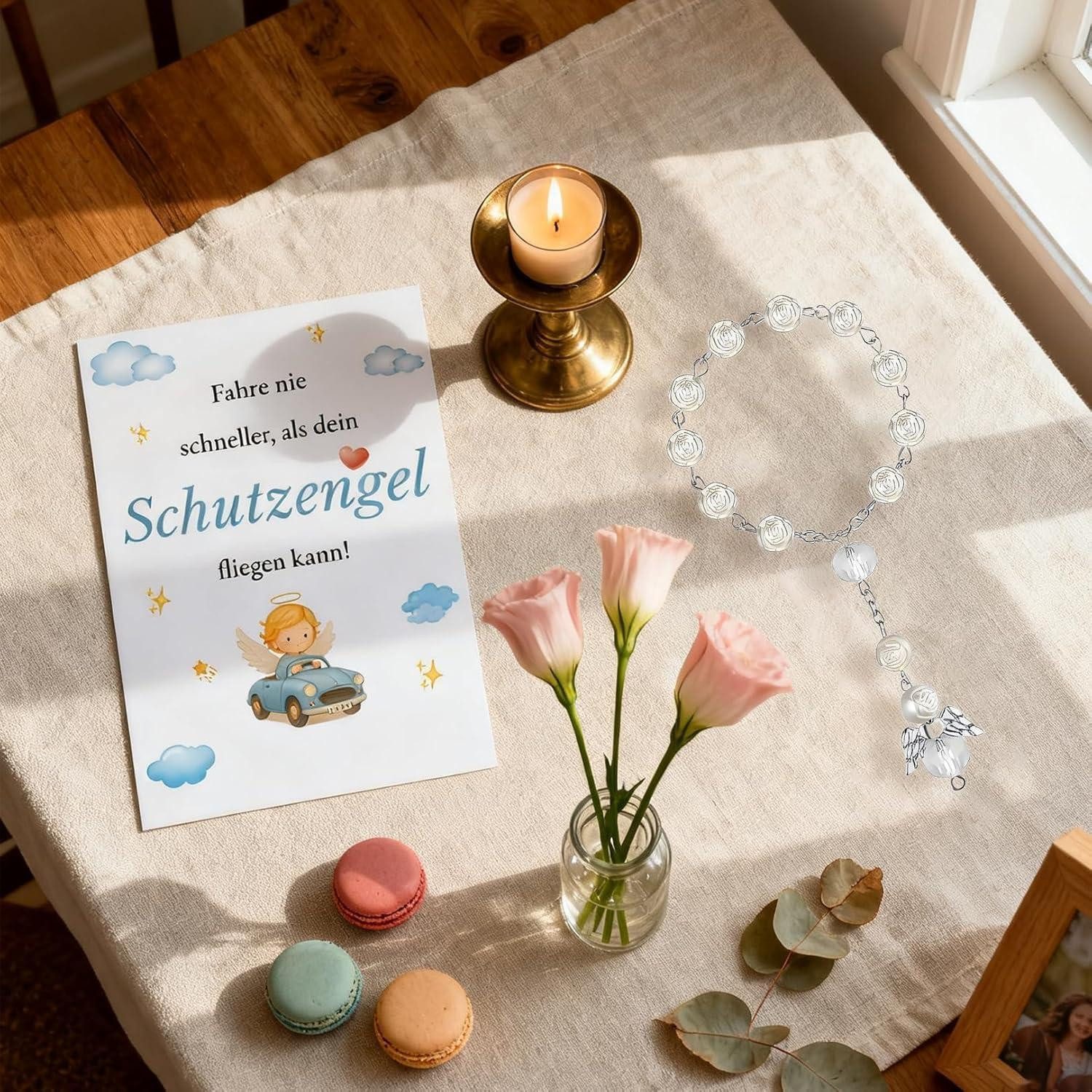 LuxusKollektion Engelfigur Schutzengel Auto Anhänger Rosenkranz Autospiegel Geschenk (1 St) – Bild 4 von 5