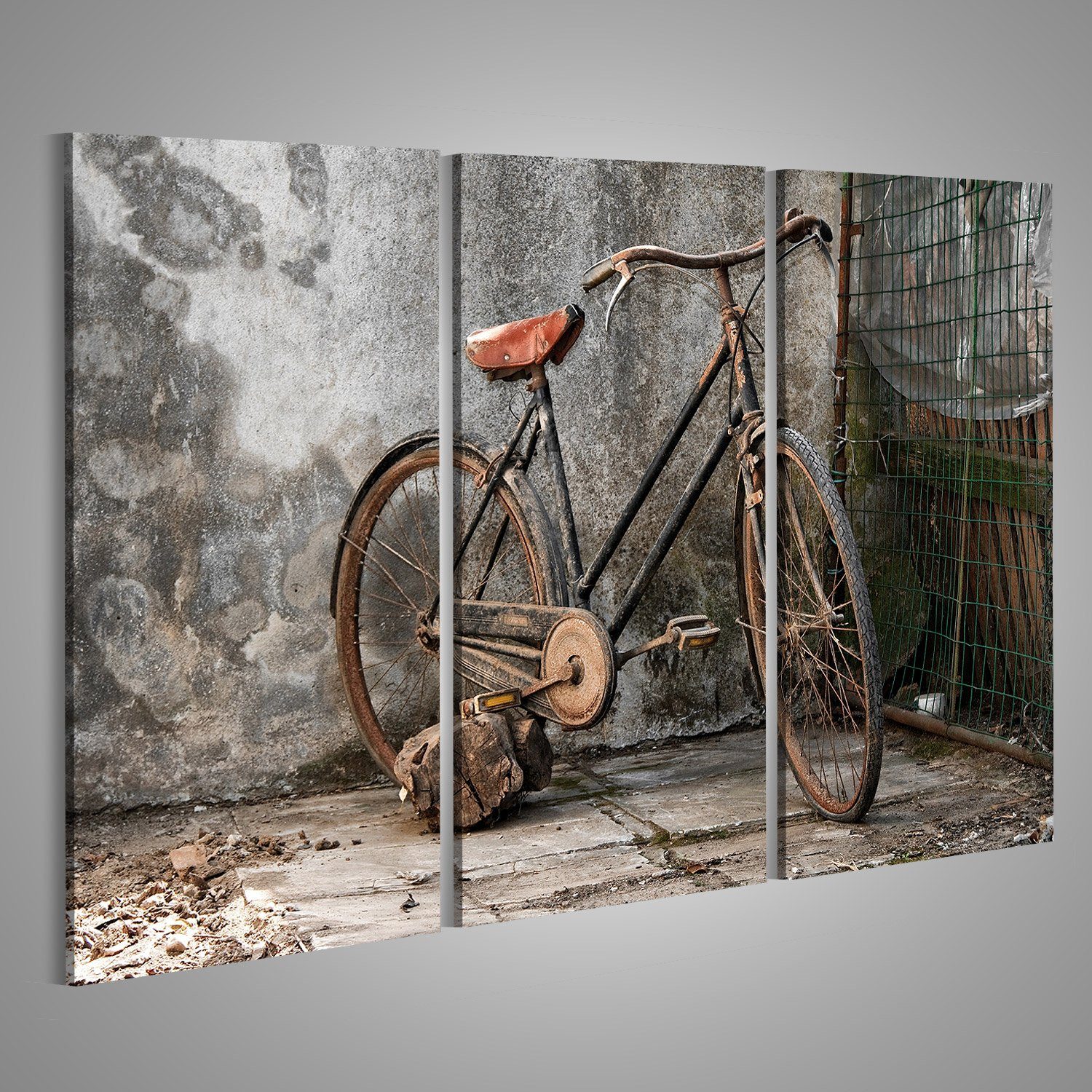 islandburner Leinwandbild Bild auf Leinwand Altes Rostiges Fahrrad  Hollandrad Wandbild Leinwandb