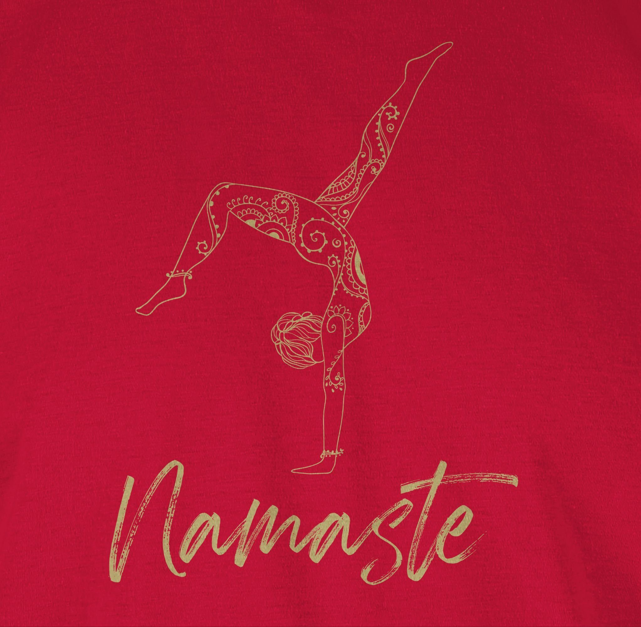 Yoga Shirtracer Mandala Meditation Yoga Rundhalsshirt Handstand Rot 2 Namaste