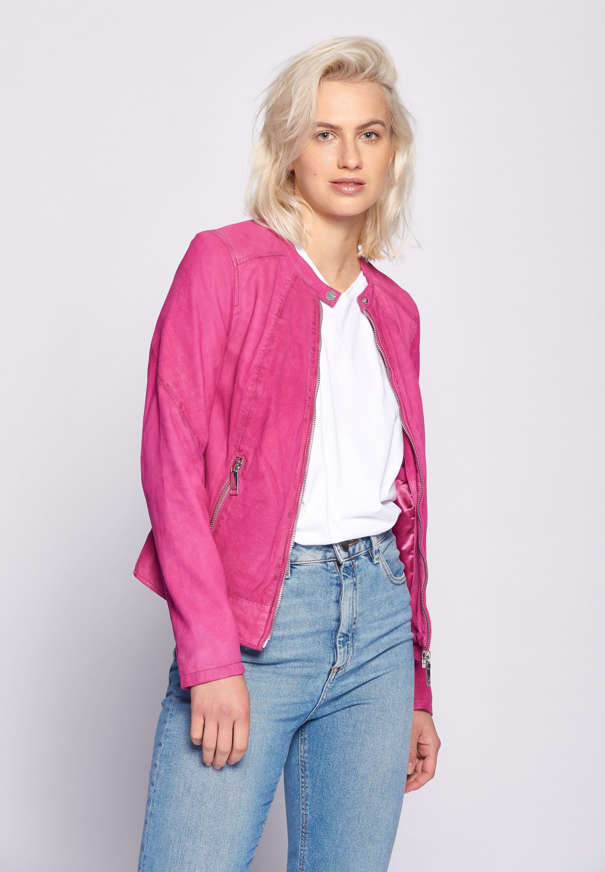 pink Avoca Lederjacke Maze