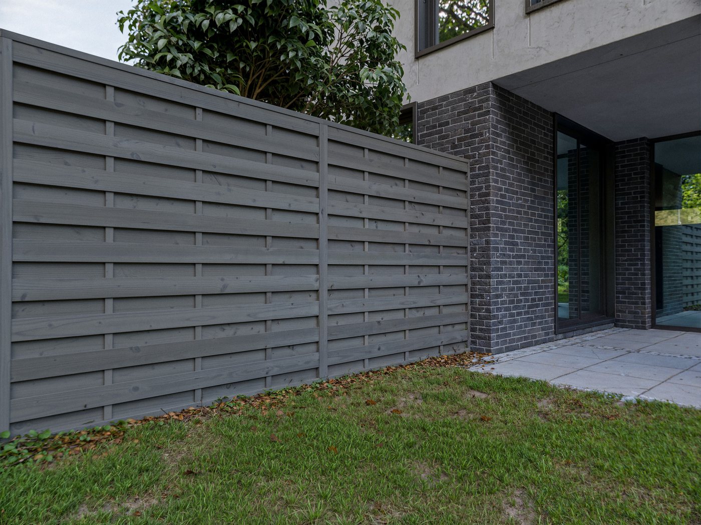 Woodtex Sichtschutzelement WOODTEX Holz Sichtschutzzaun Nadelholz Grau blickdicht