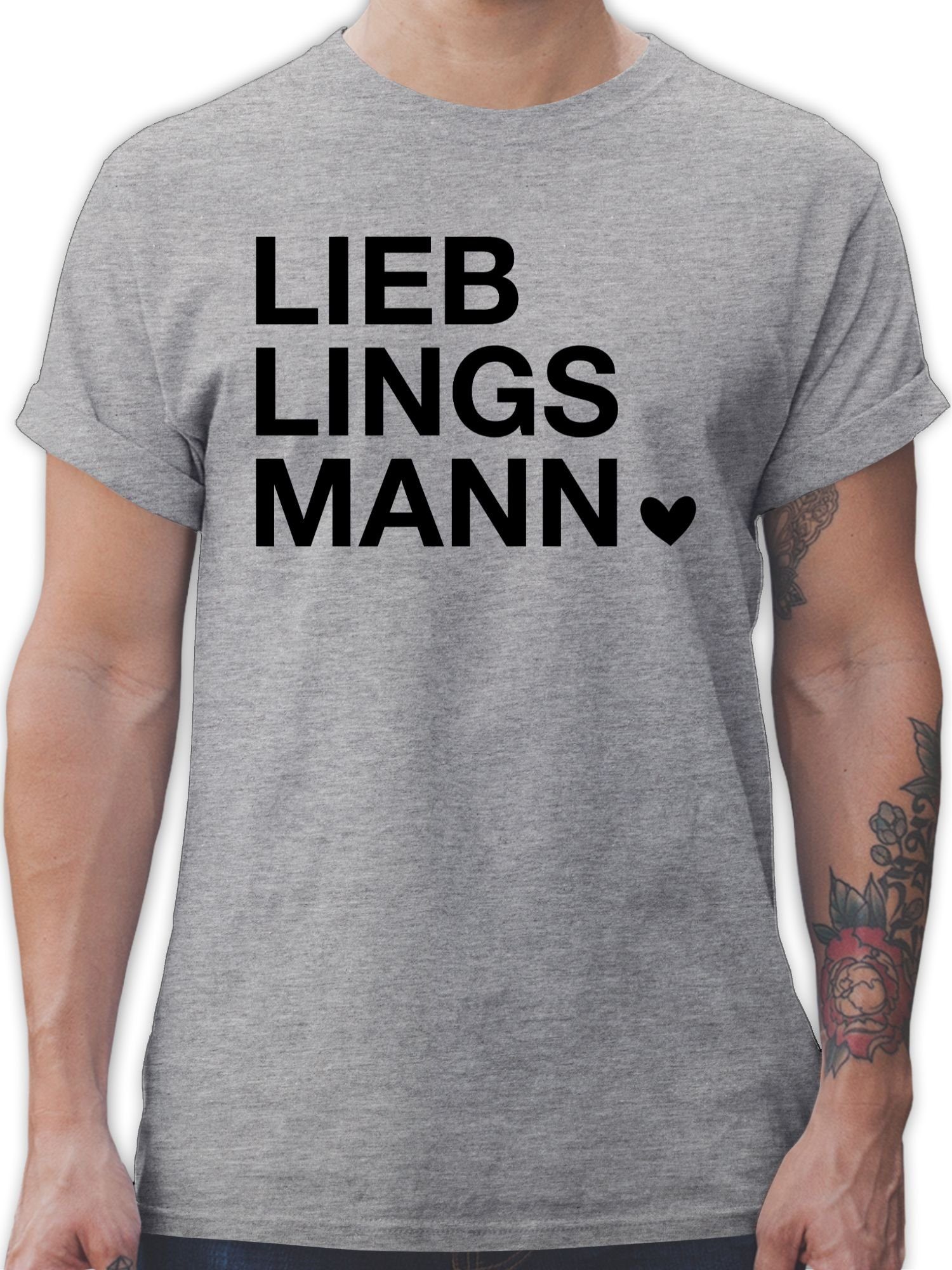 Shirtracer T-Shirt Lieblingsmann Geschenk Valentinstag für Ihn Valentinstagsgeschenk Männ Valentinstag Partner Liebe 03 Grau meliert