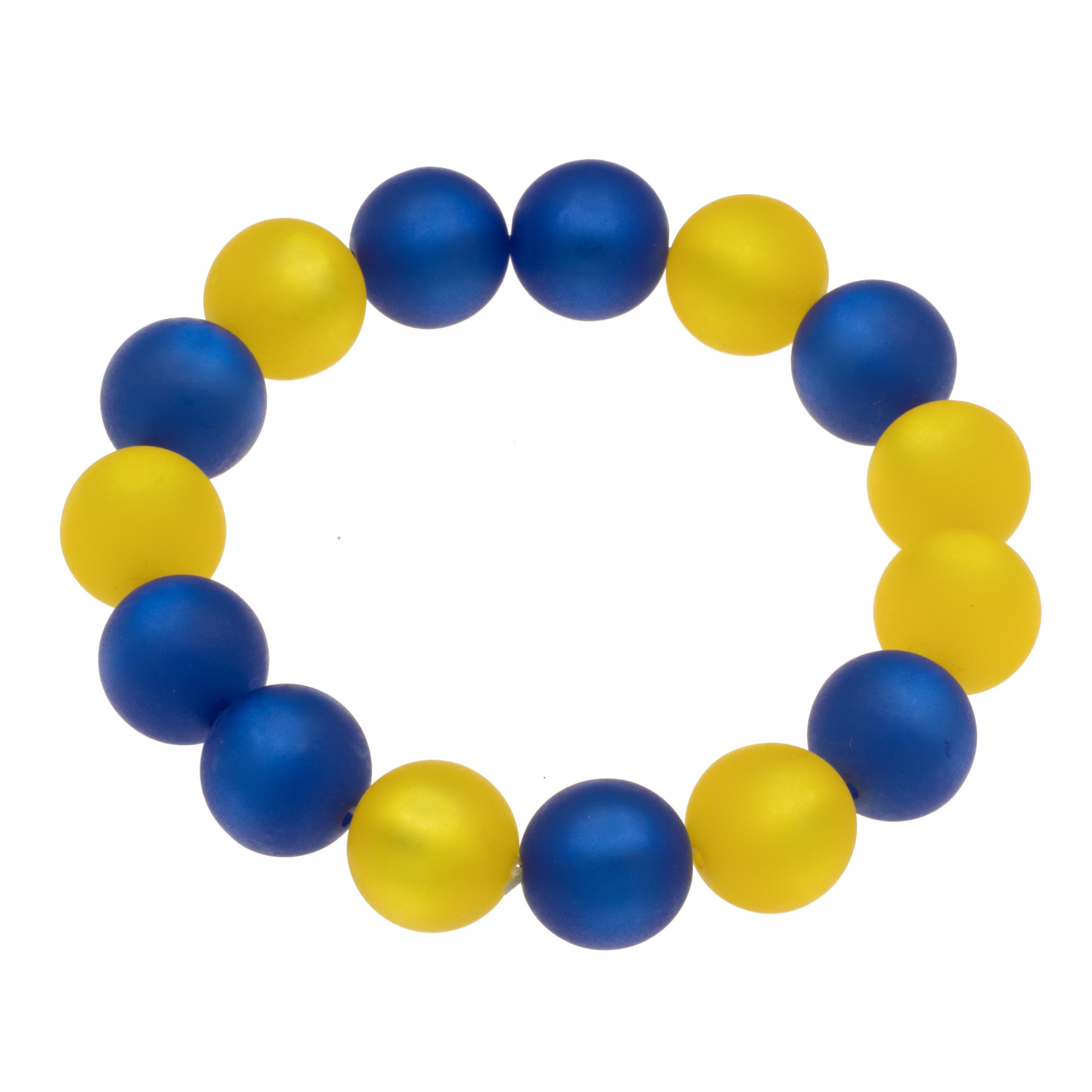 Valentinstagsgeschenk Bella Carina Armband Ukraine blau gelb, Polaris Perlen Armband 14 mm Perlen, blau gelb in der Farbe der Ukraine Flagge