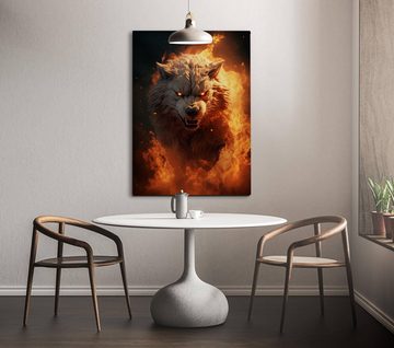 Hustling Sharks Leinwandbild Wolf-Bild als XXL Leinwandbild "Fire Wolf II" - exklusives Tierbild, in 7 unterschiedichen Größen verfügbar