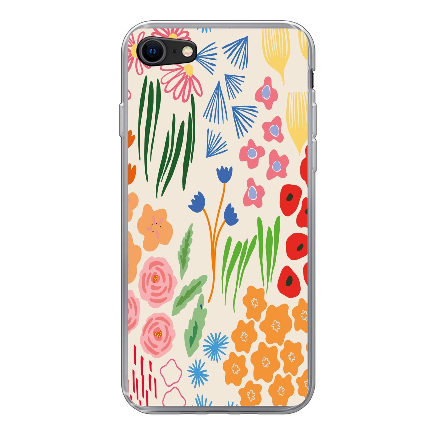 MuchoWow Handyhülle für Apple iPhone 7 Blumen - Muster - Feldblumen, Smartphone-Bumper, Print, Handy Schutzhülle Dünn