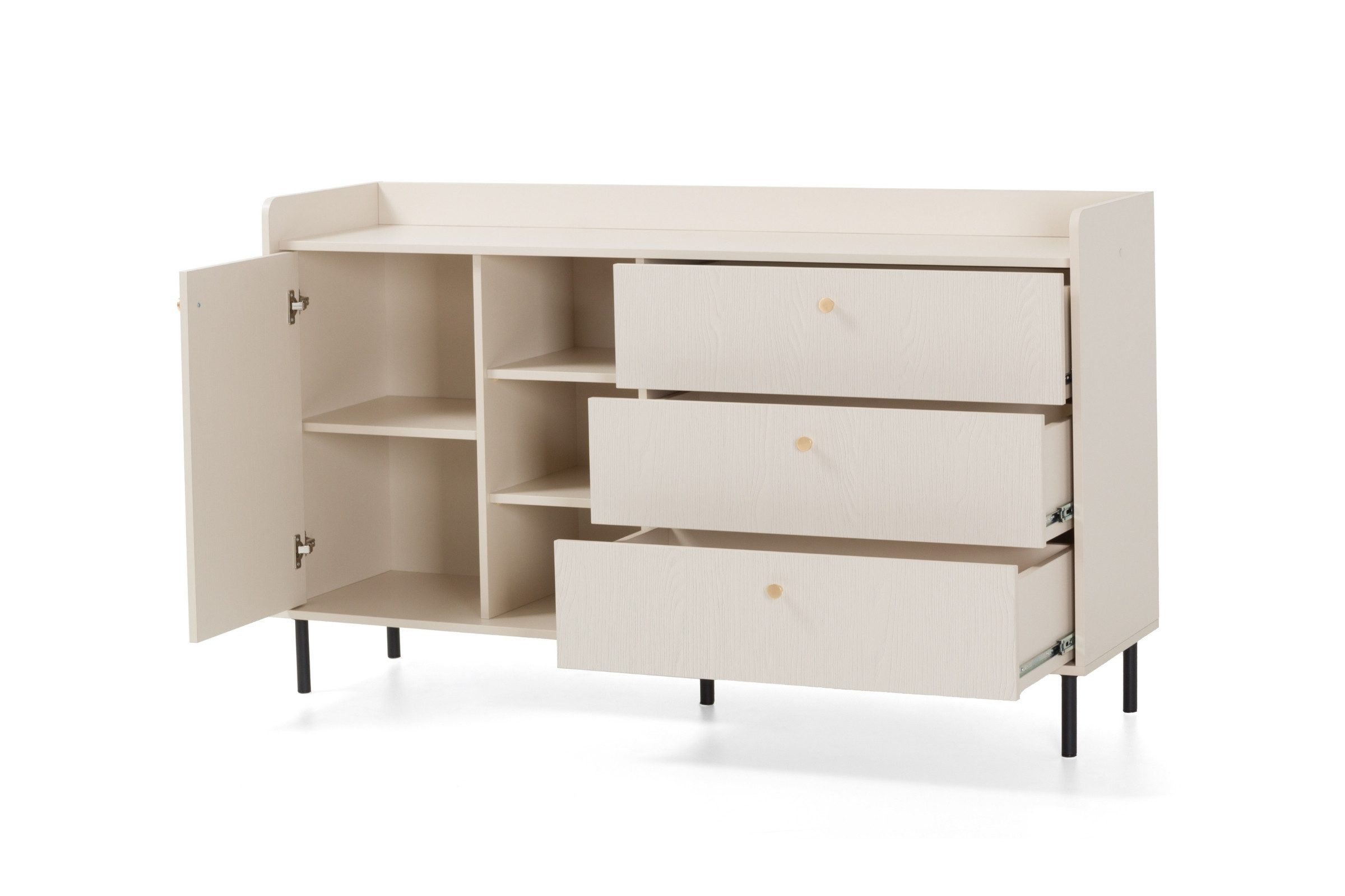 Deine Möbel 24 Kommode GEORGIA 05 Sideboard 153,5 / 91 / 42 cm (B/H/T) (Set, 3 St., Wohnzimmer Schlafzimmer), GEORGIA-Kollektion Beige Sandbeige