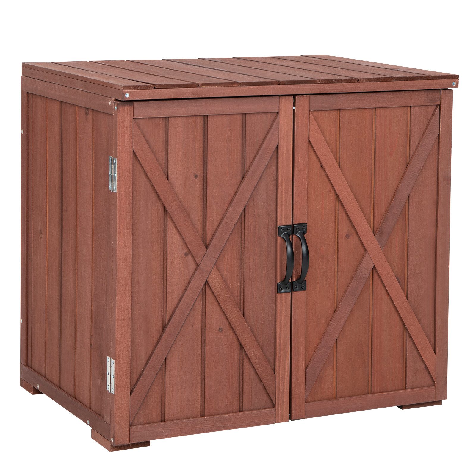 COSTWAY Garten-Geräteschrank, (1 St), mit Doppeltüren & Griffen, 77 x 56 x 72 cm, Tannenholz
