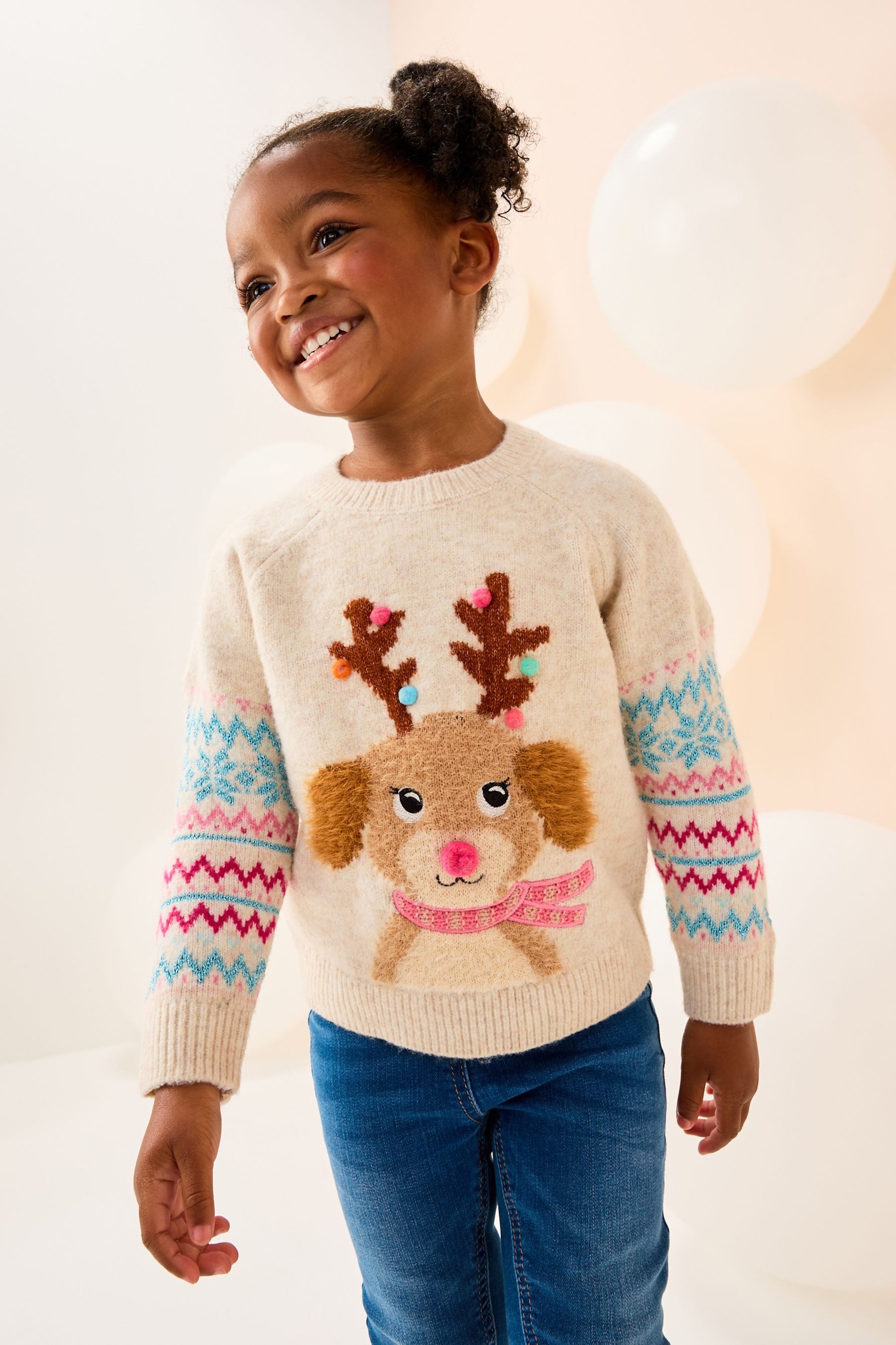 Next Strickpullover Pullover mit Weihnachtsfiguren (1-tlg)