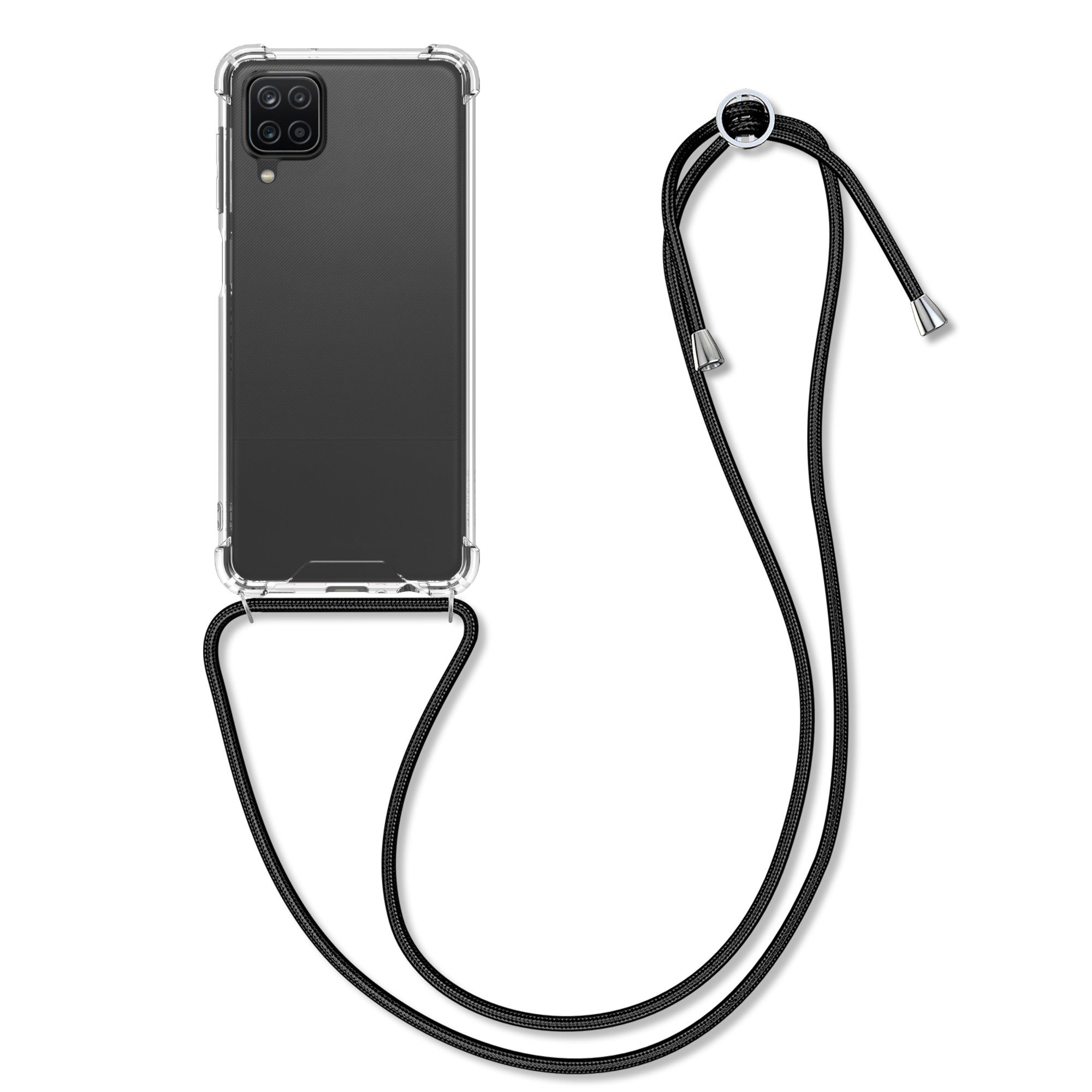 kwmobile Etui Necklace Case für Samsung Galaxy A12, Hülle Silikon mit Handykette - Band Handyhülle