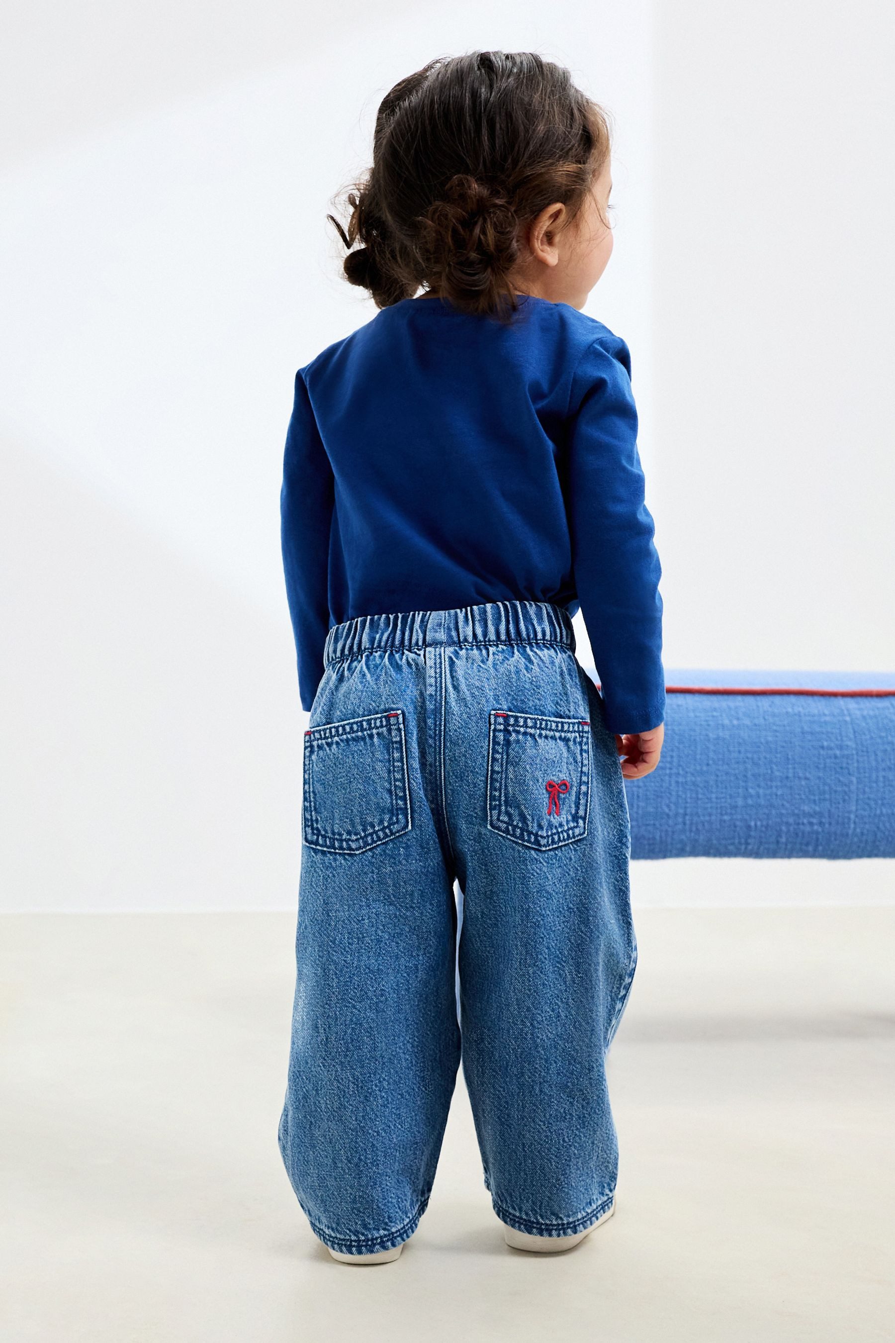 Next stretch waist jeans with bow embroidery (1-piece)