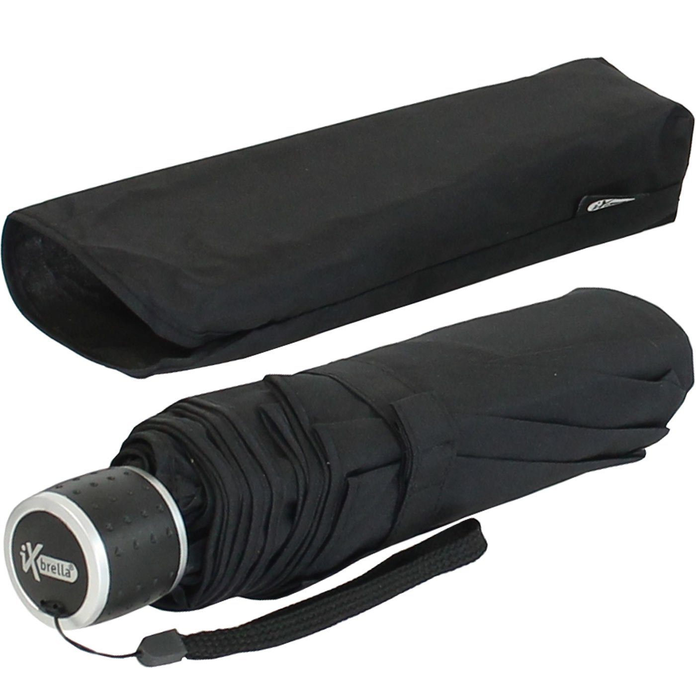 iX-brella Taschenregenschirm Mini Ultra extra Light leicht, - mit farbenfroh Dach schwarz großem 