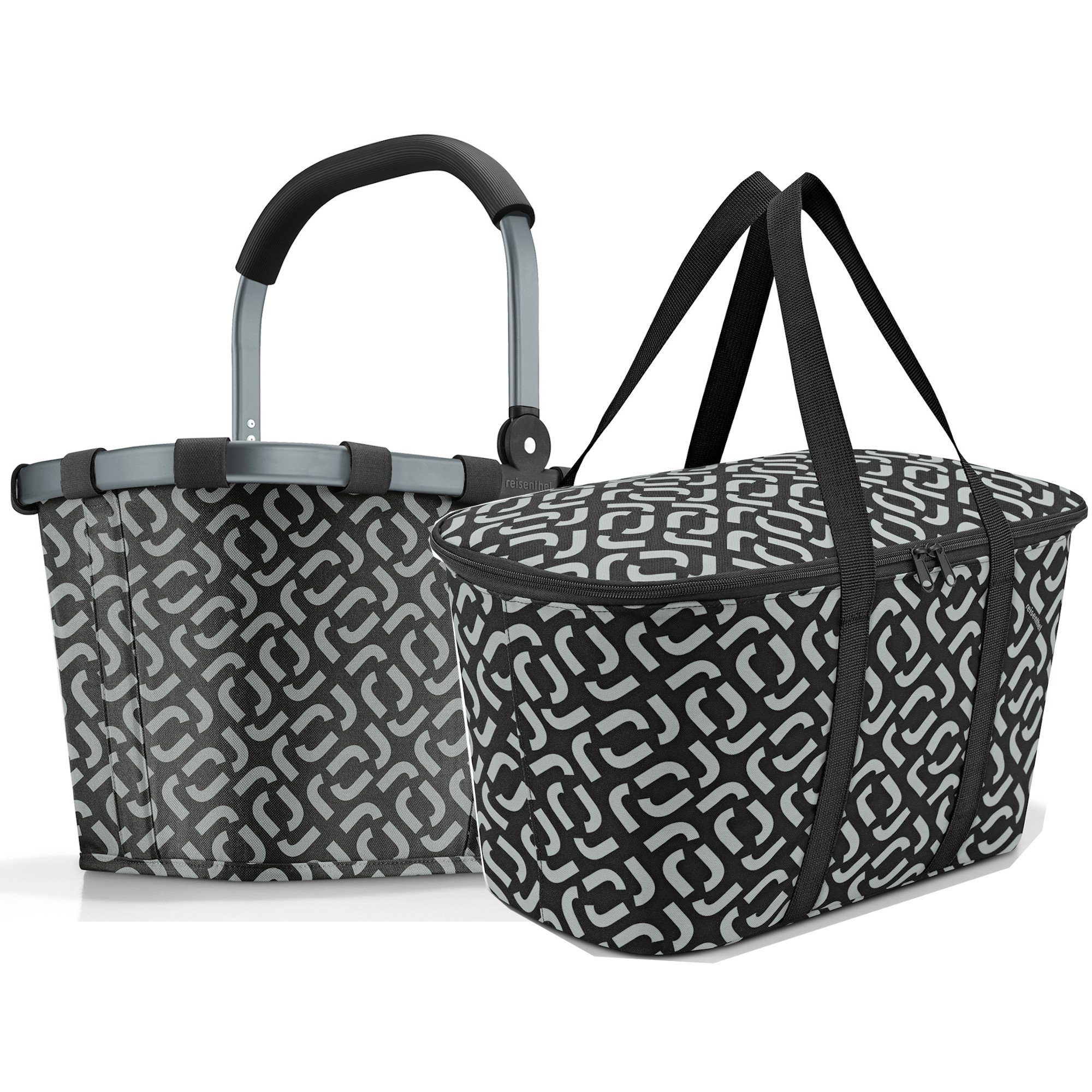 REISENTHEL® Einkaufskorb Set aus carrybag und coolerbag, Einkaufskorb Isotasche Picknick Thermotasche frame signature black