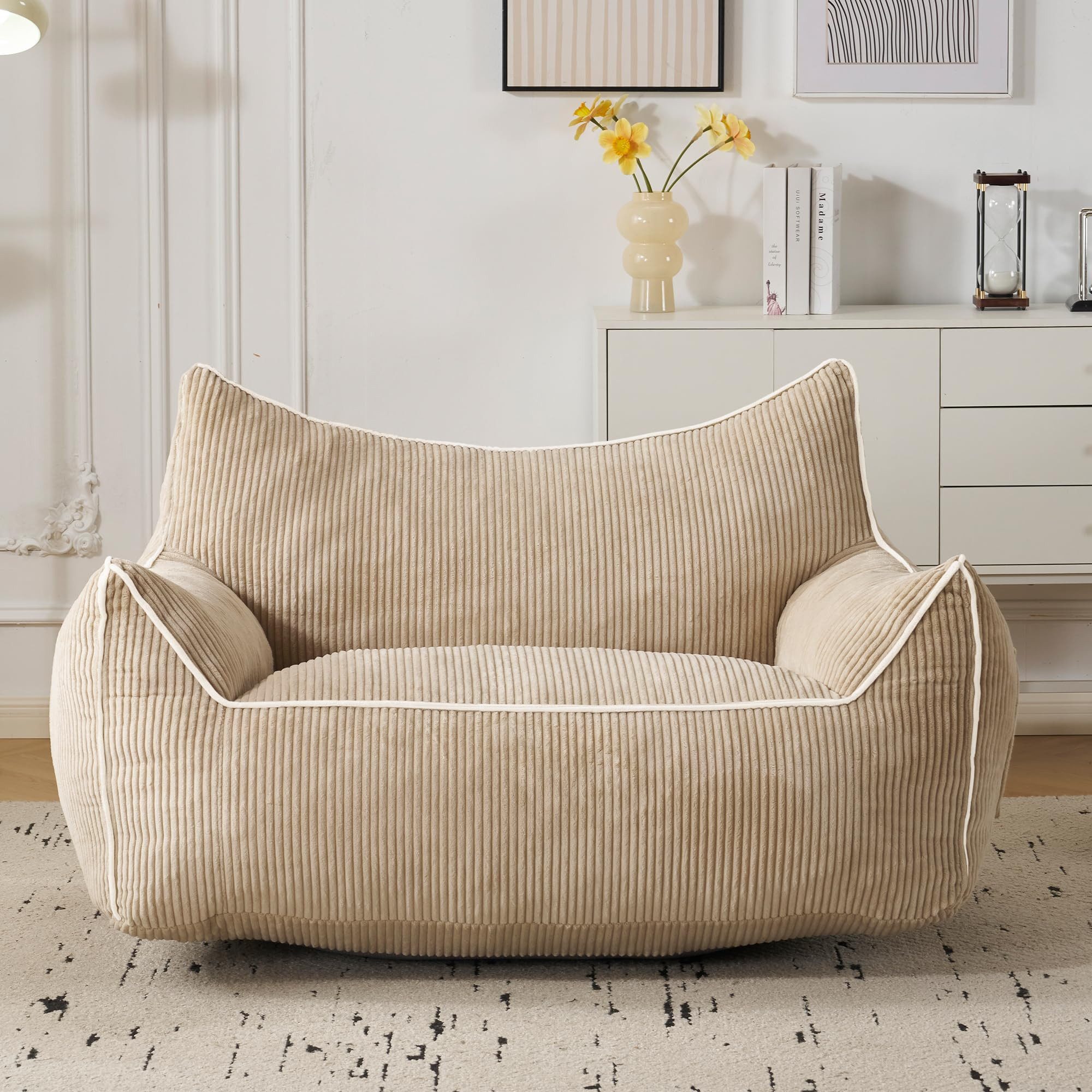 Fiximaster Sitzsack mit Katzenohren, U-förmiger Lounge-Sessel aus Cordstoff (1 St), ergonomischer Lesesessel & Gaming-Sessel für Wohnzimmer