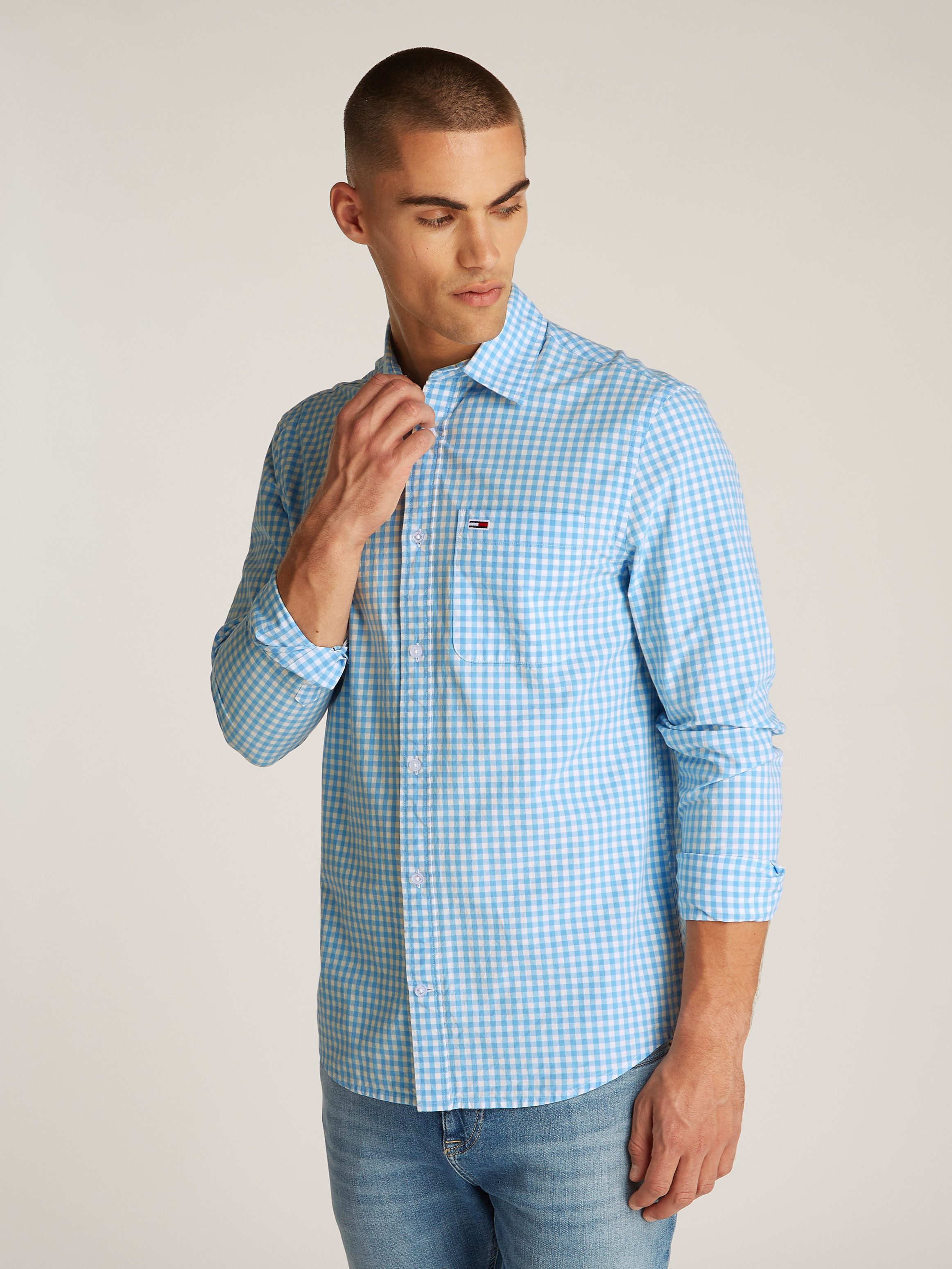 Tommy Jeans Karohemd TJM POPLIN CHECK SHIRT mit Karomuster günstig online kaufen