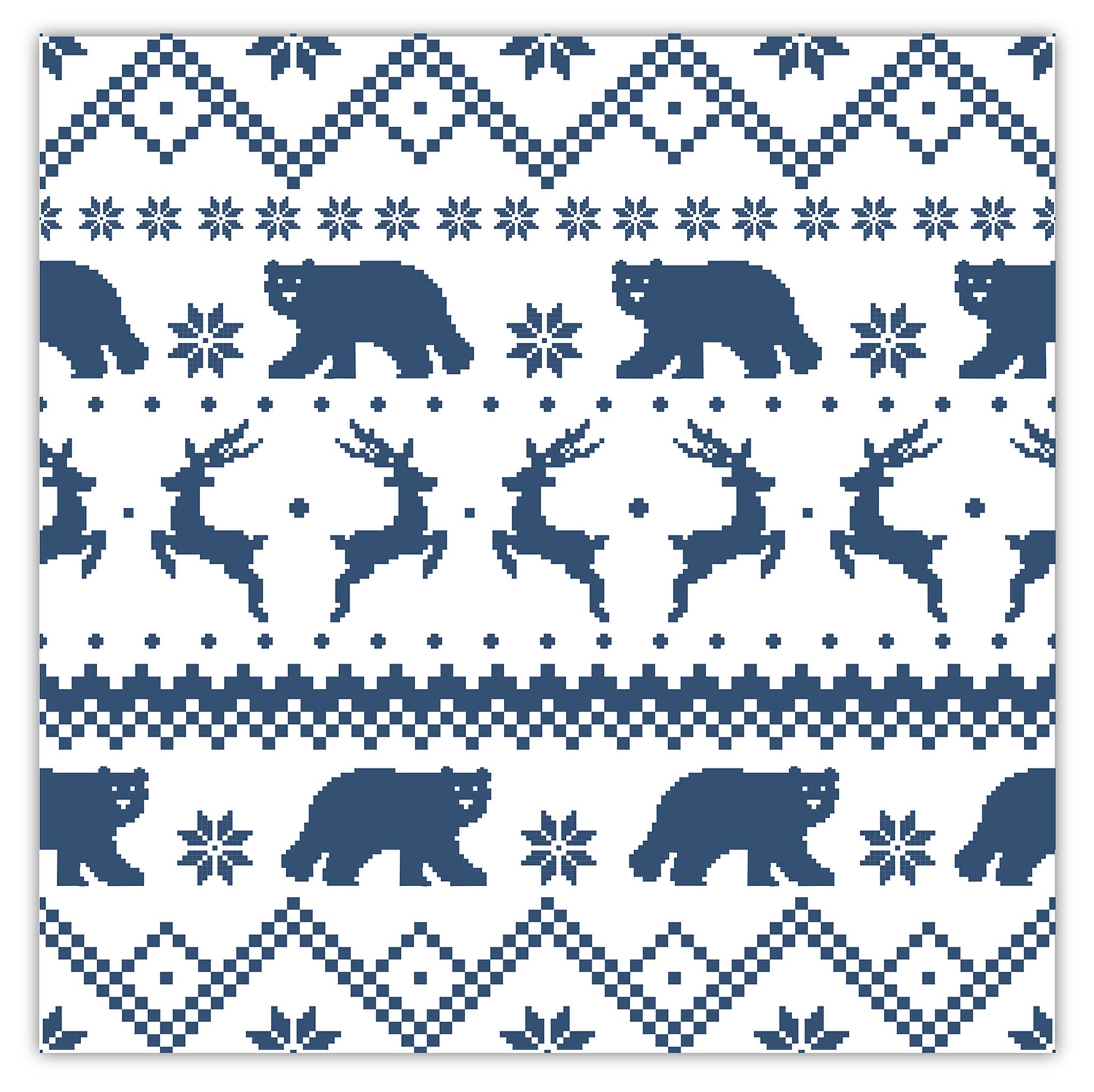 AVA Papierserviette, Servietten 33x33cm 3-lagig Winter Muster 20 Stück Blau / Weiß