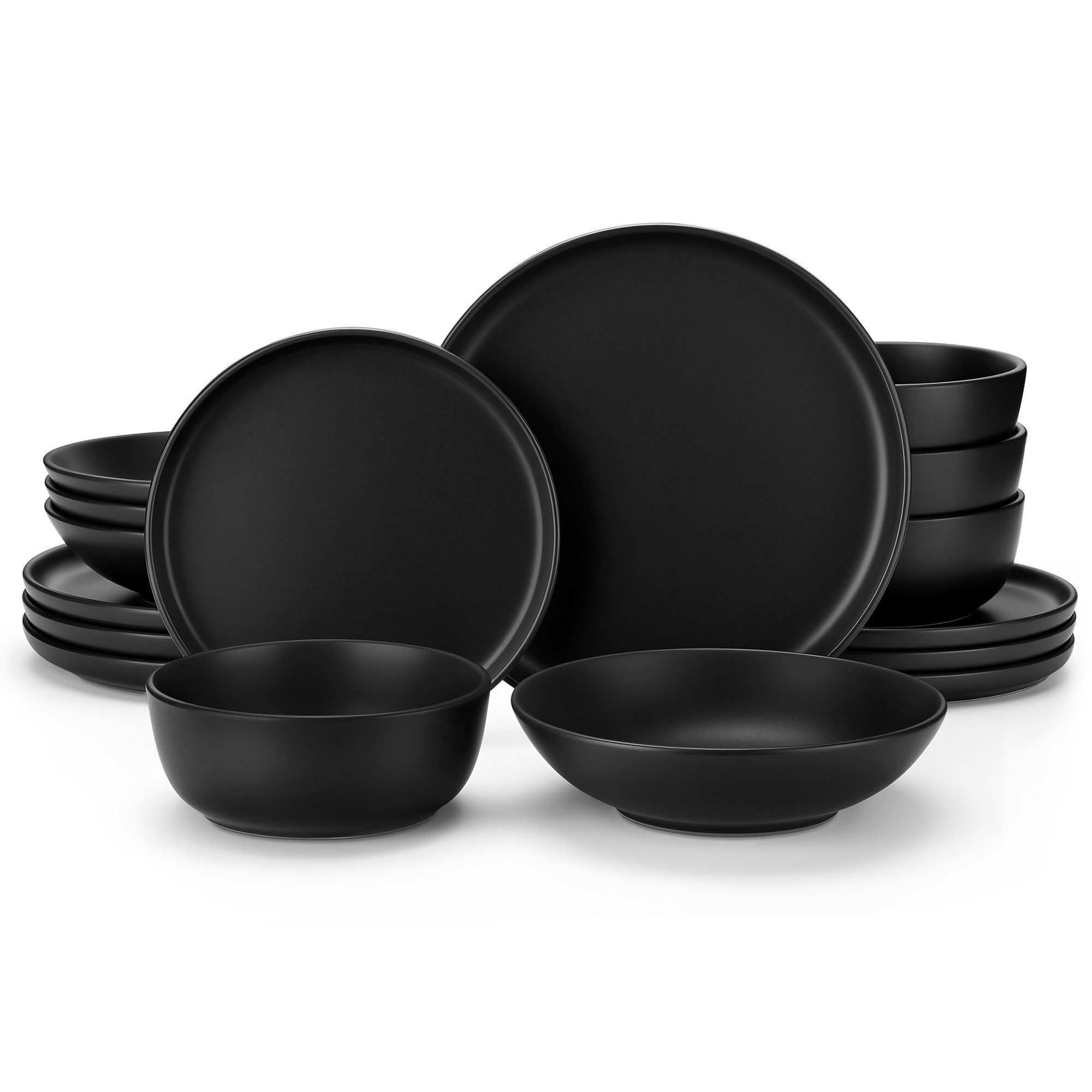Geschirr-Set 12/16-tlg Tafelservice für 4, Steingut Geschirrset, Spülmaschinenfest