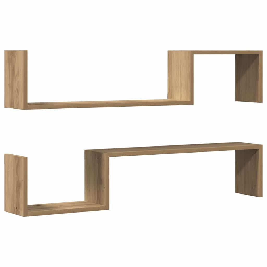 vidaXL Regal Wandregale 2 Stk. Artisan-Eiche 100x15x20 cm Holzwerkstoff, 2- günstig online kaufen