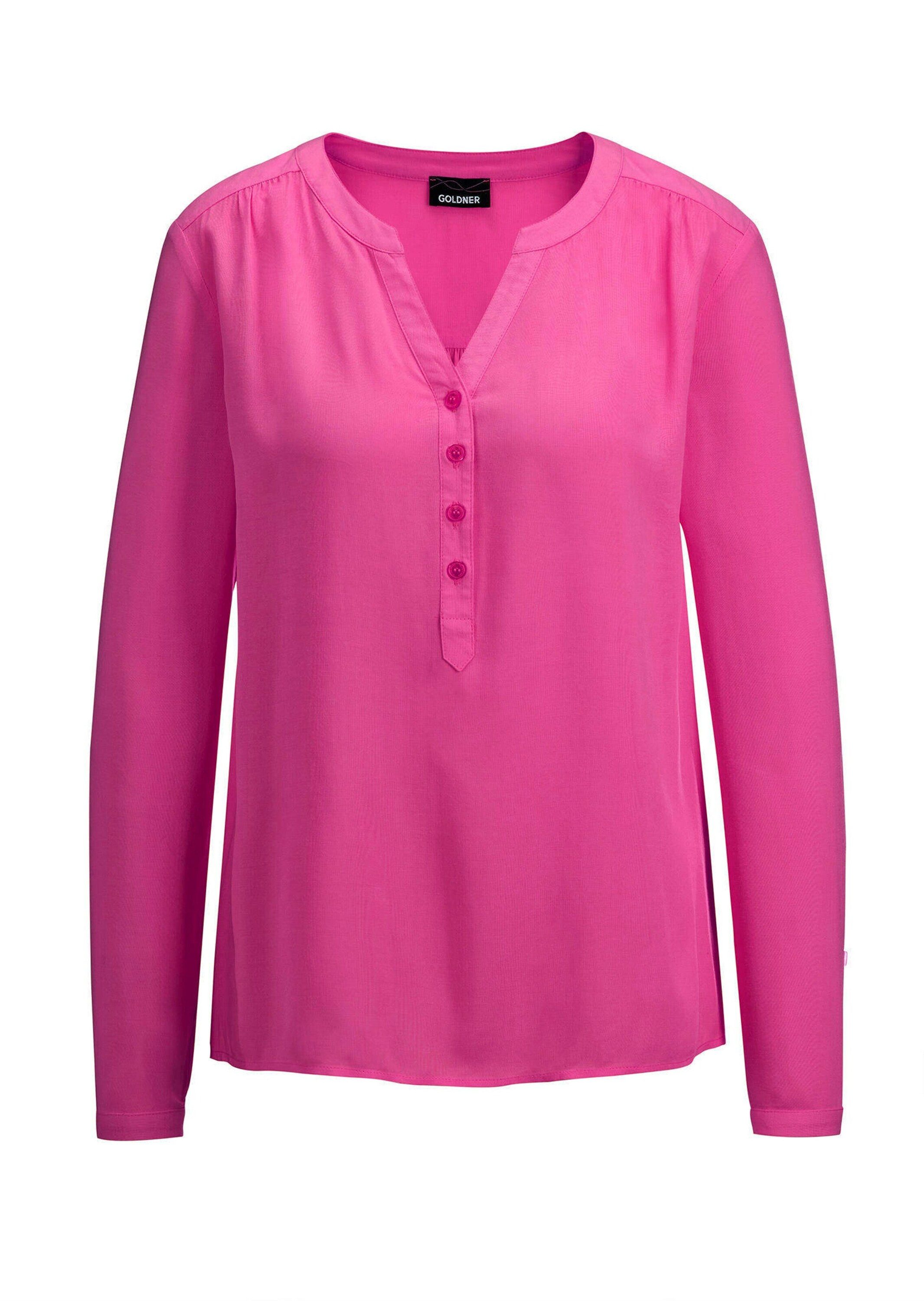 Schlupfbluse Kurzgröße: Elegante Viskosebluse mit V-Ausschnitt