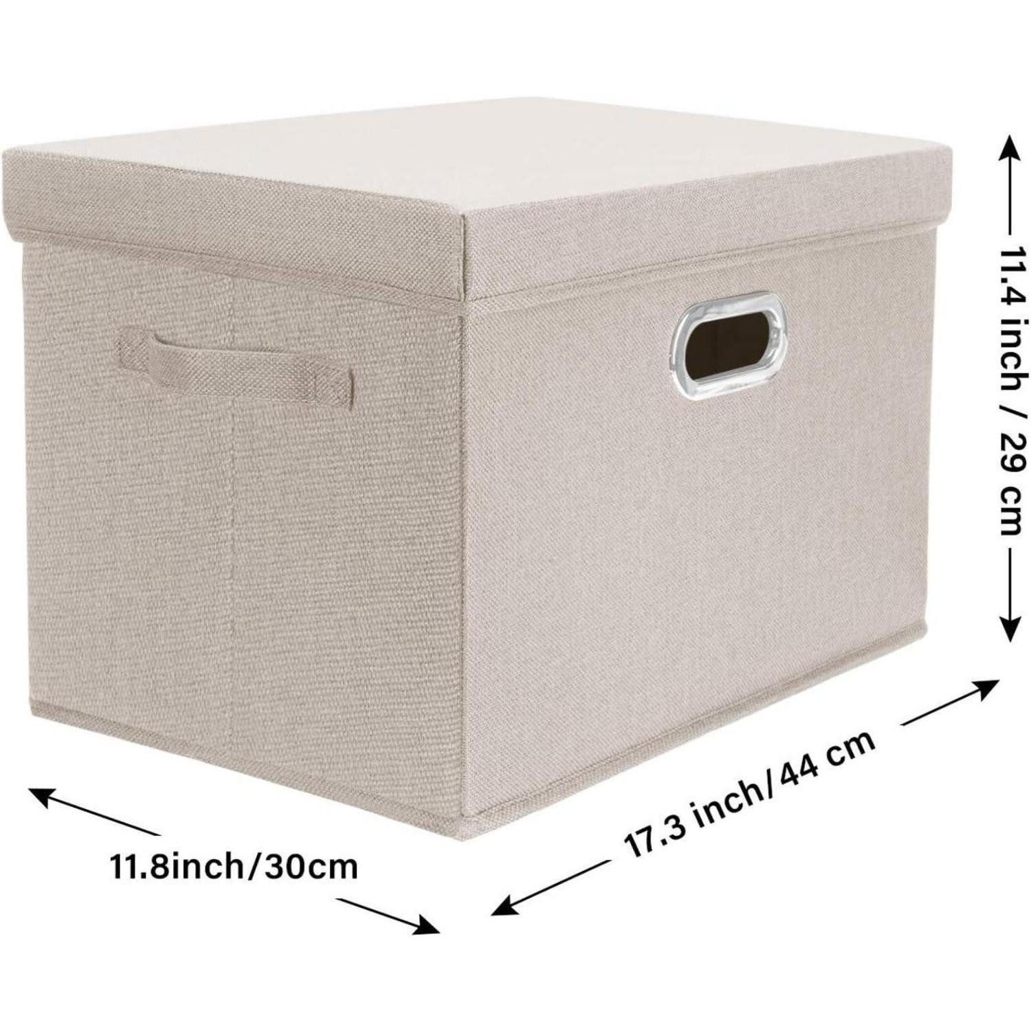 LuxusKollektion Faltbox Aufbewahrungsbox Deckel Stoff faltbar waschbar groß 3-Stück Beige