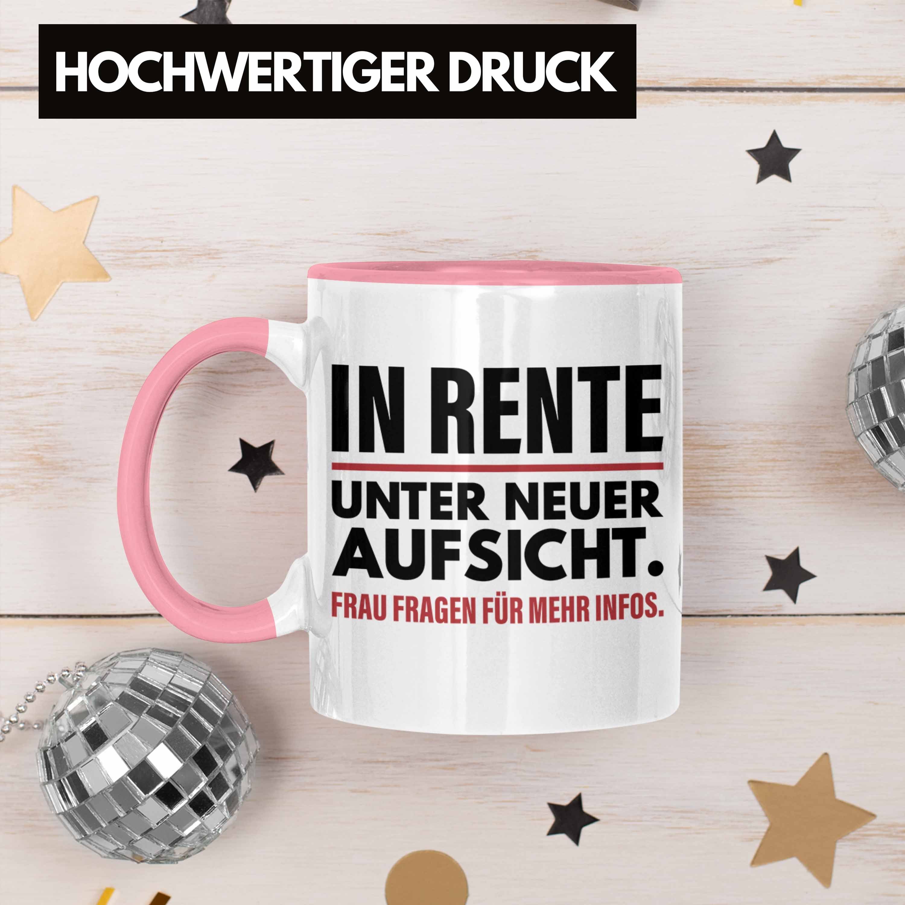 Trendation Tasse Trendation - Lustig Pension Tasse Ruhestand Abschiedsgeschenk Renter Mann Geschenk Rosa Rente Renteneintritt Sprüche