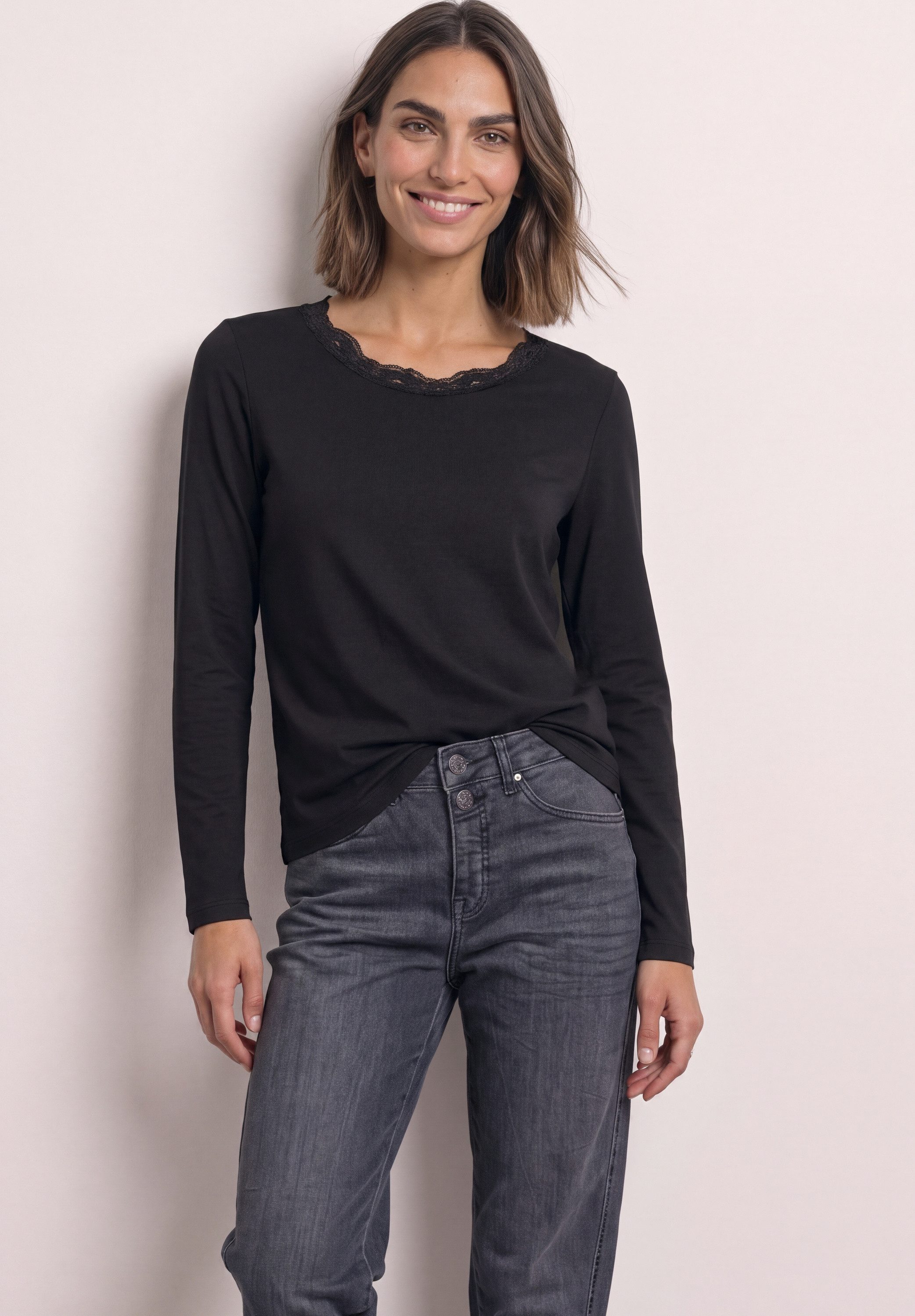STREET ONE Langarmshirt mit Spitze