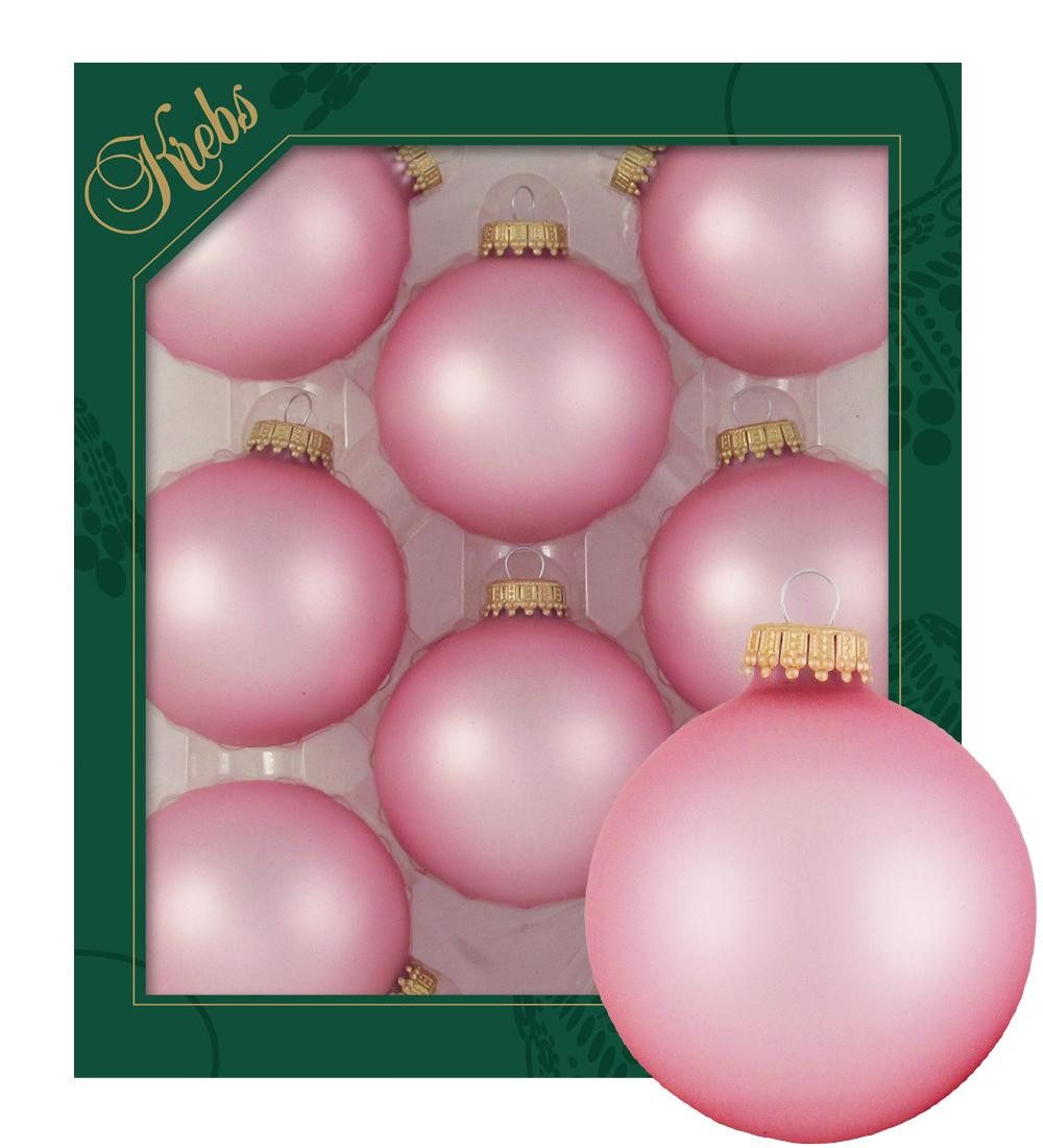 Krebs Glas Lauscha Weihnachtsbaumkugel Christbaumkugeln - 8er Set - Rosa - ca. 7 cm - aus Glas gefertigt, stilvolle Akzente am Weihnachtsbaum - für harmonische Atmosphäre