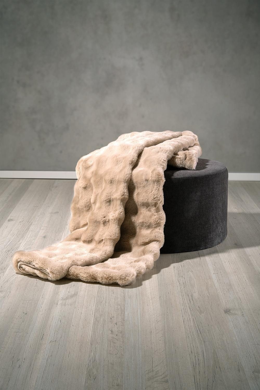 Wohndecke, 150 x 200 cm, Beige, Polyester, Home4You, Waschbar bis 30 °C günstig online kaufen