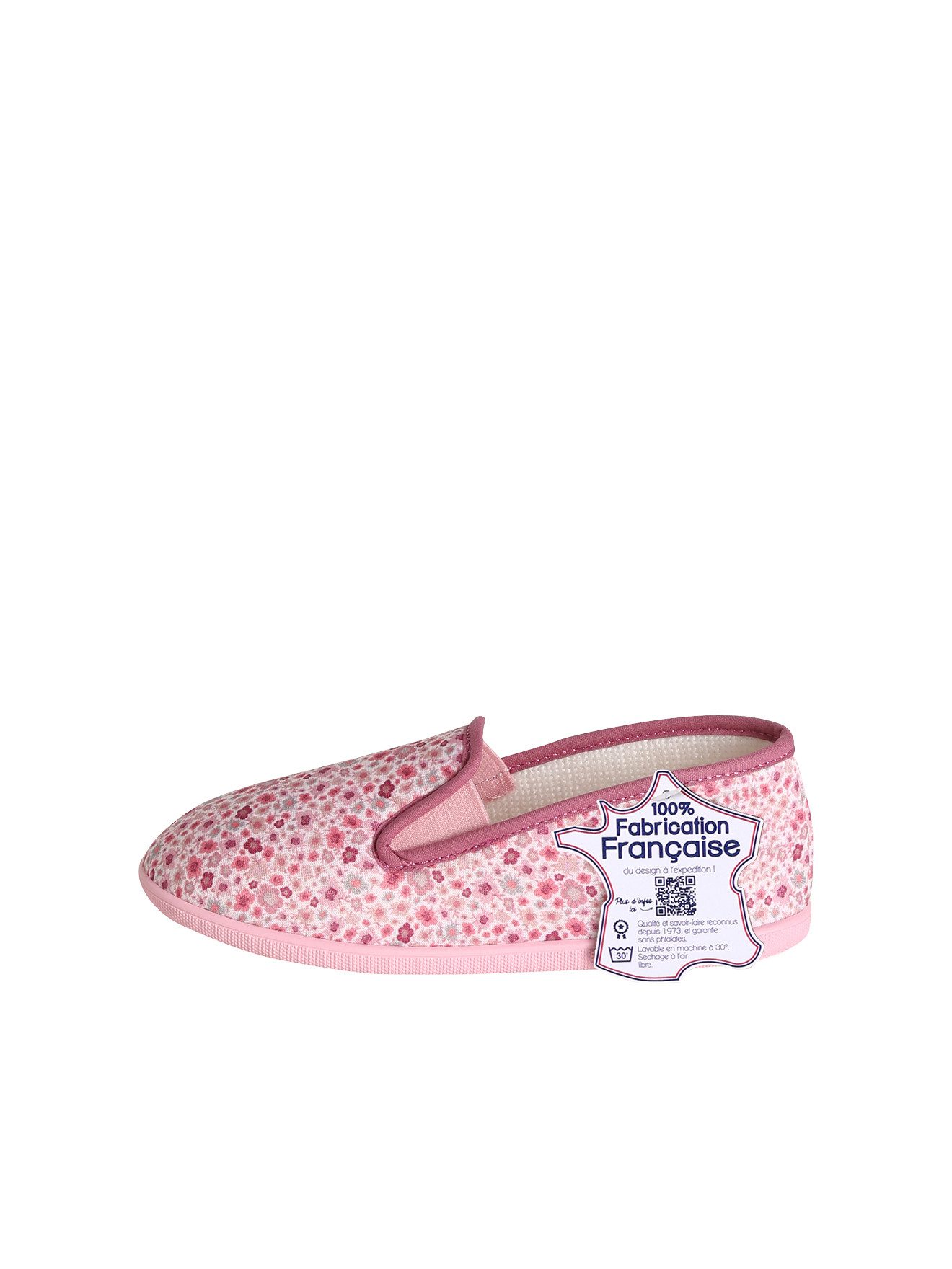 vertbaudet Hausschuhe Mädchen mit Blumenprint, Made in France Ballerina mit Blumenprint