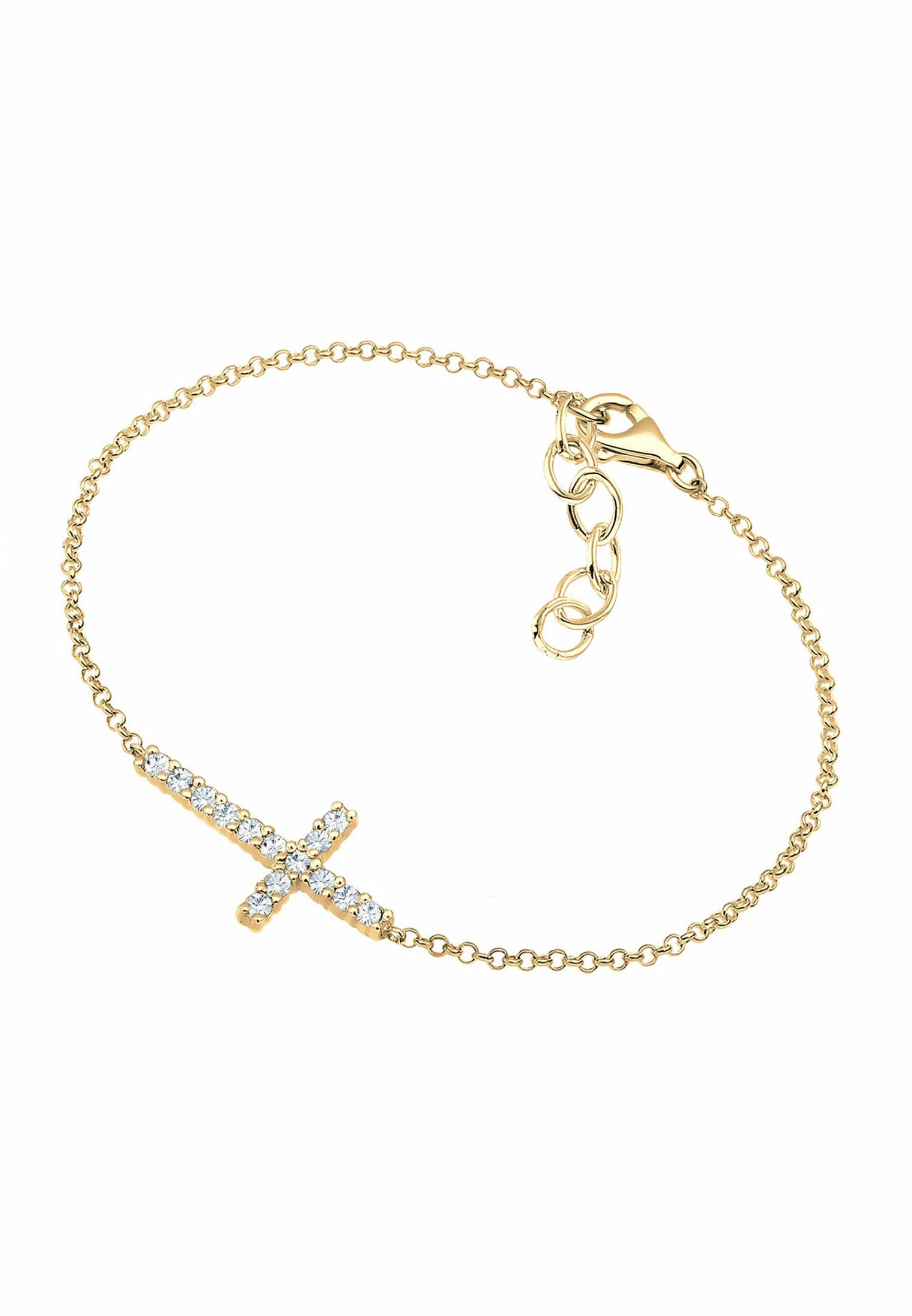 Armband Elli Glaube Elegant Funkelnd Silber Kristalle 925 Gold Kreuz