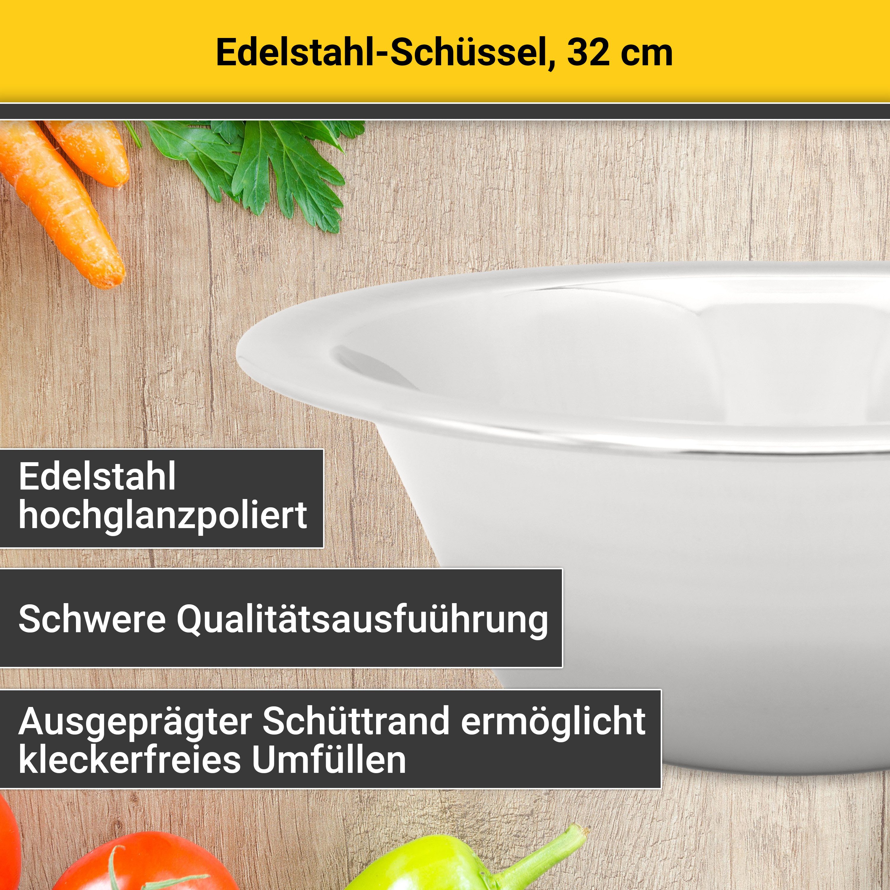 Krüger Schüssel Edelstahl-Schüssel, Edelstahl, (1-tlg), rostfrei, geschmacksneutral, robust, hygienisch